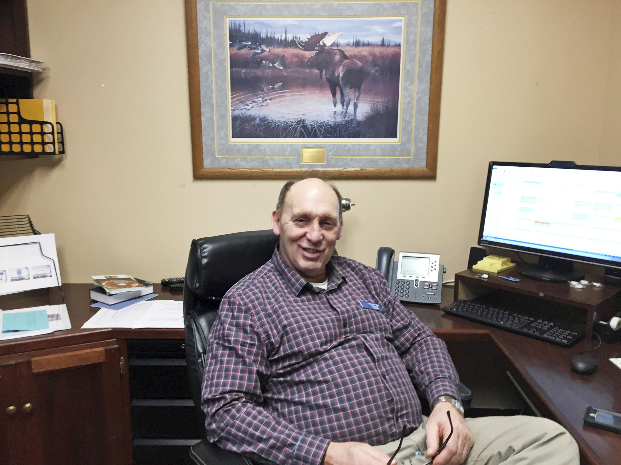 Republican Representative-elect Gary Knopp sits in his office at the Alaska Capitol on Monday, Jan. 16, 2017, in Juneau, Alaska. Knopp is among the newly elected legislators who will be sworn in Tuesday. Among Alaska’s newest legislators, there is optimism and an eagerness to get to work on addressing the state’s multibillion-dollar budget deficit. (AP Photo/Becky Bohrer)