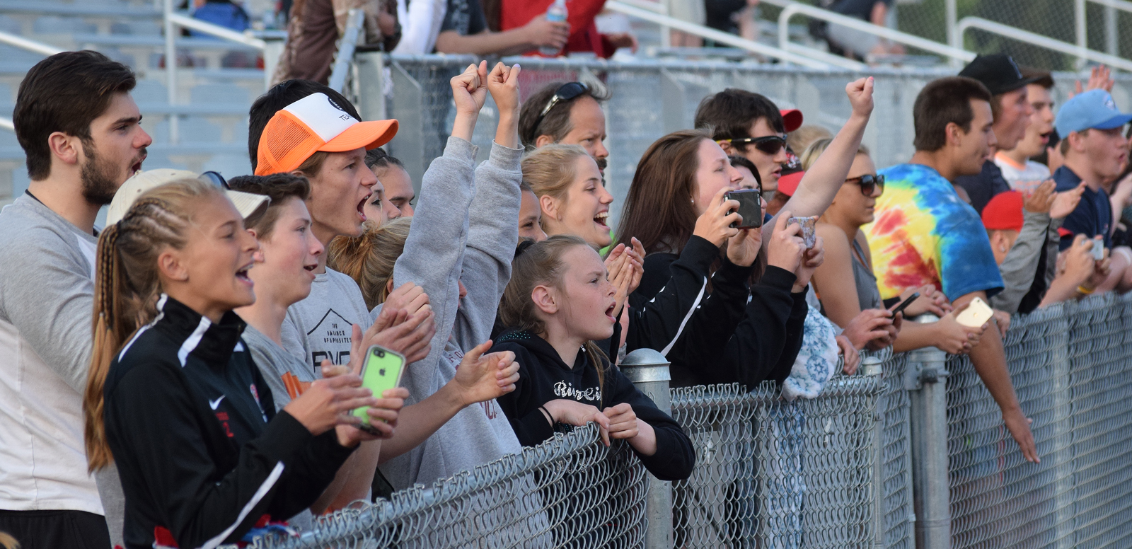 A pro-Kenai Central crowd cheers on the Kardinals at the state soccer semifinal Friday featuring the Kenai and Service boys teams at Service High School.