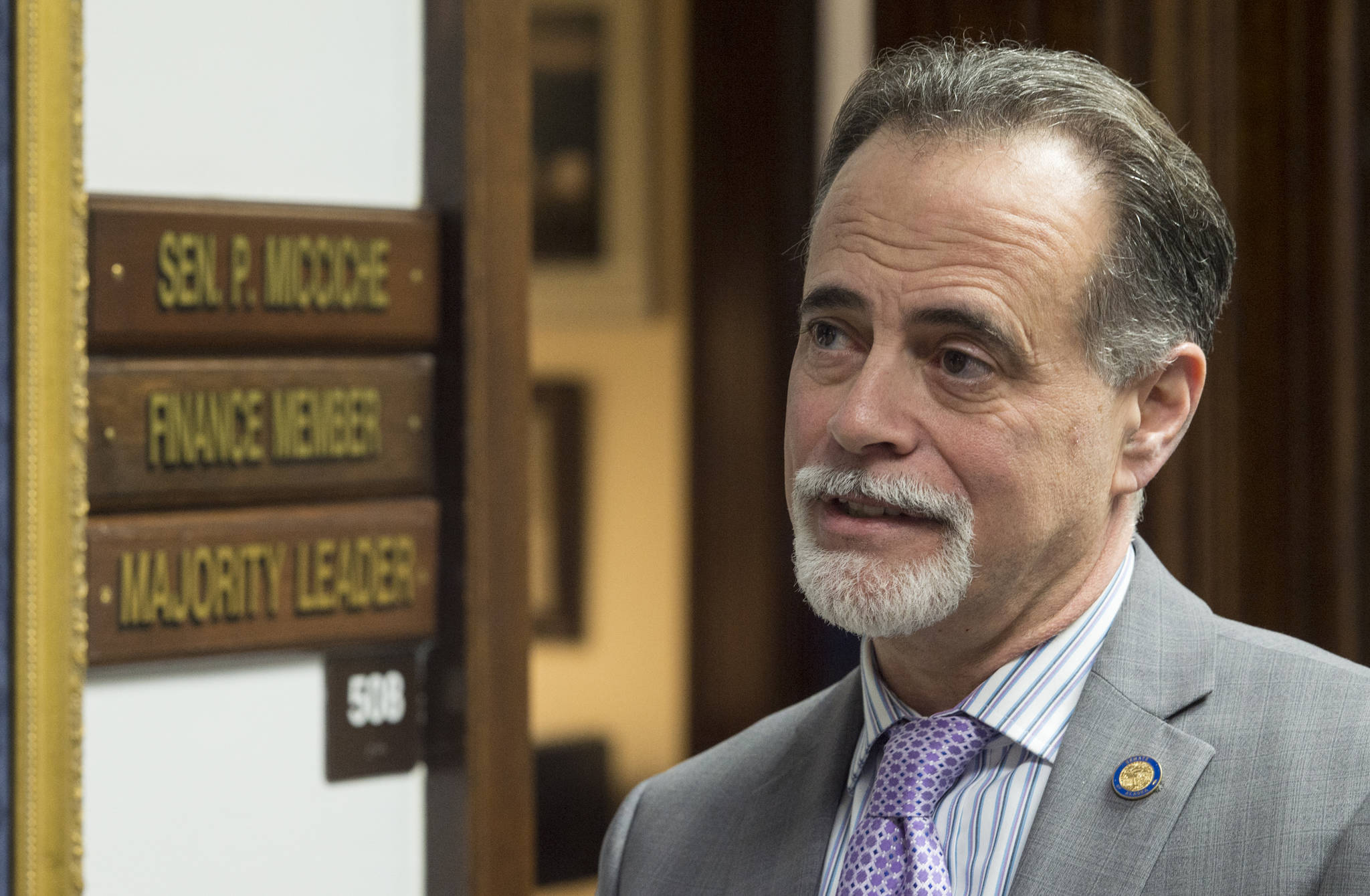 Sen. Peter Micciche, R-Soldotna, speaks during an interview Tuesday, Jan. 23, 2018, about his bill, SB 63, to prohibit smoking in public places.