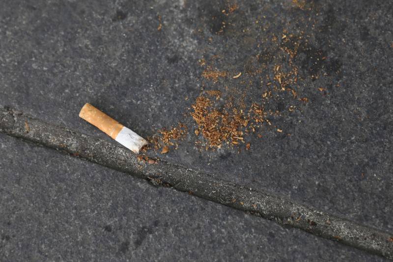 A cigarette butt lies on a street in New York, U.S., May 10, 2017. REUTERS/Shannon Stapleton