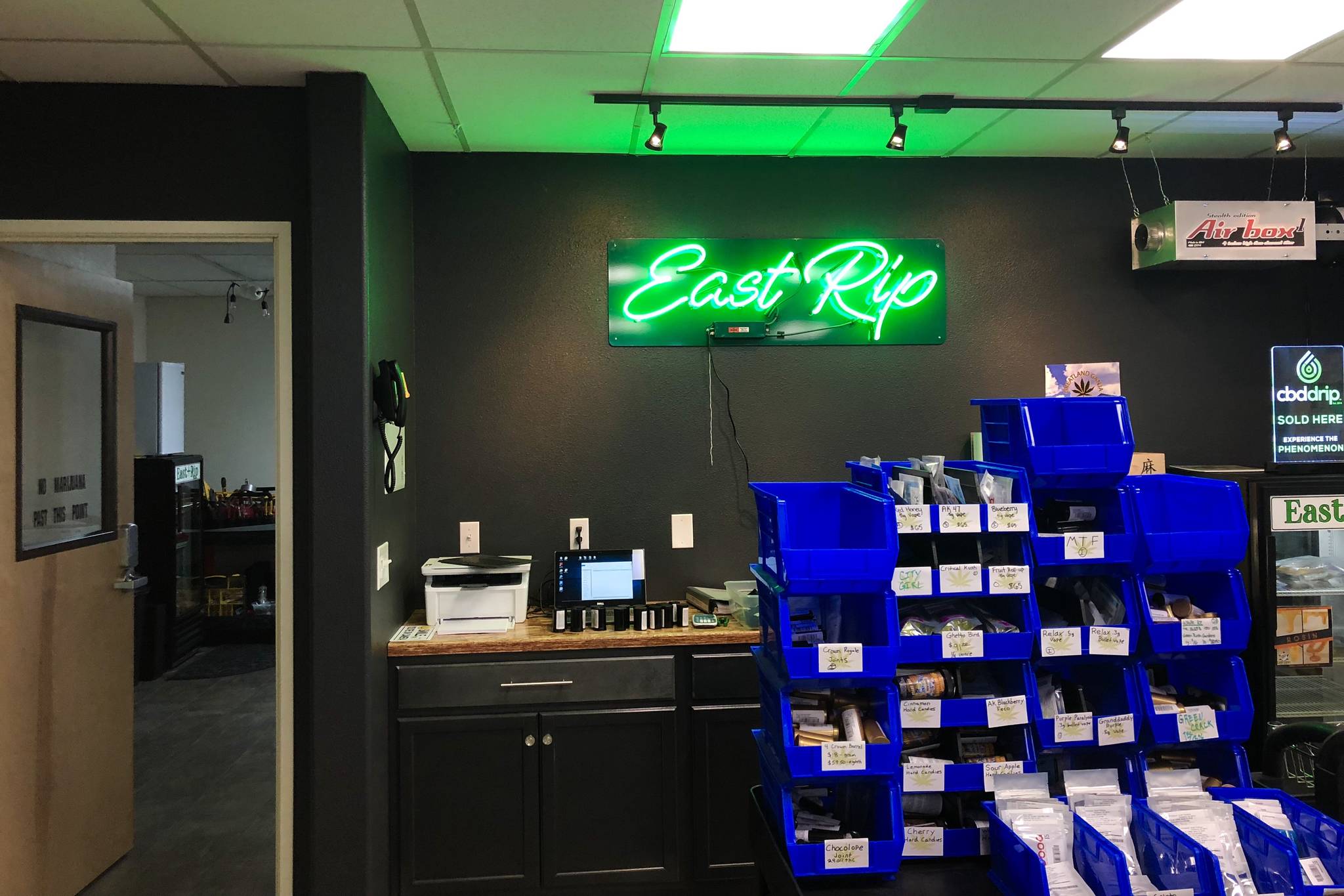 East Rip, the peninsula’s newest marijuana retailer, is photographed on Monday, Oct. 8, 2018, in Kenai, Alaska. (Photo by Victoria Petersen/Peninsula Clarion)