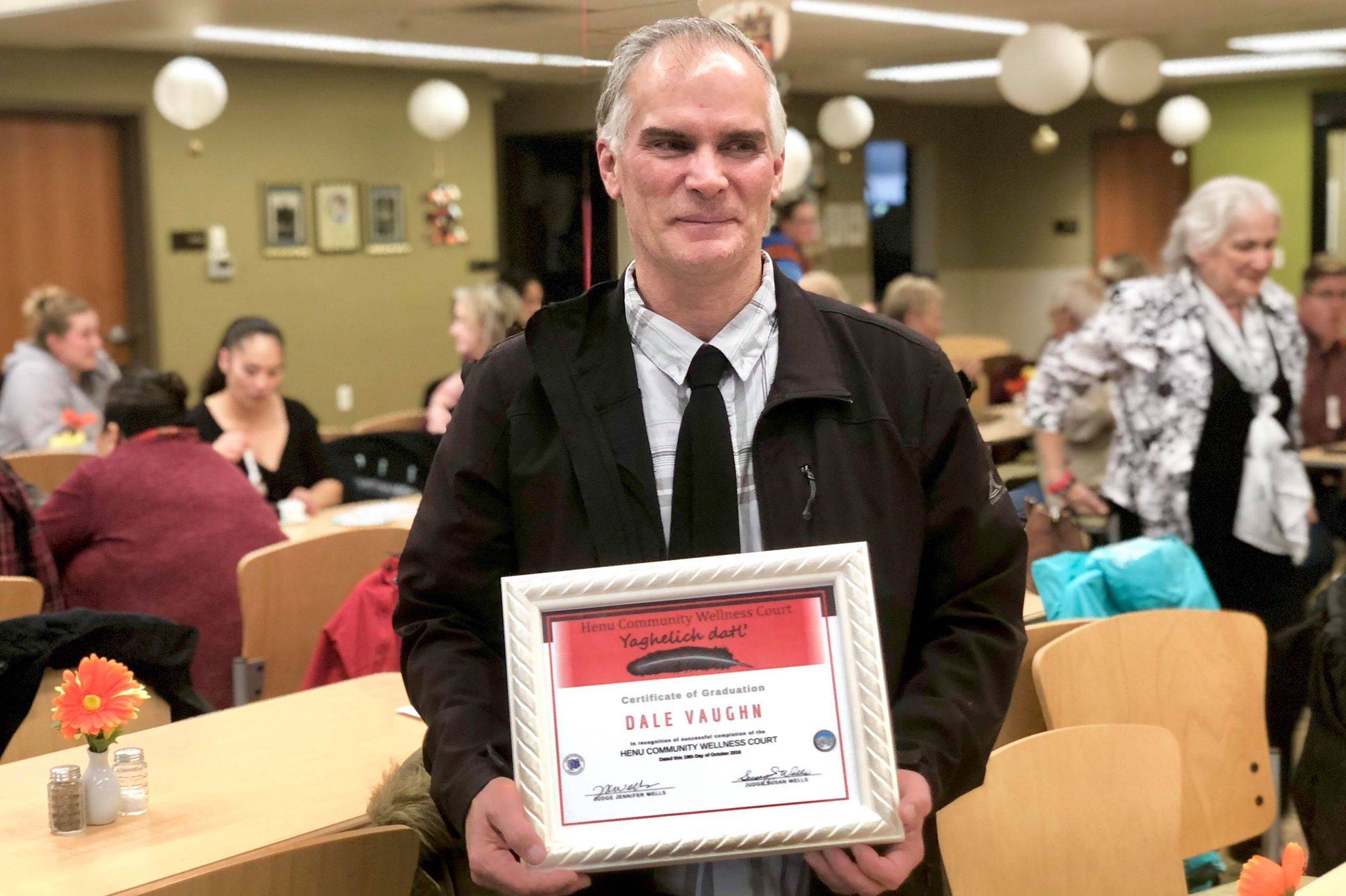 Dale Vaughn, is one of the first graduates of the Kenaitze Indian Tribe’s Henu’ Community Wellness Court program, on Friday, Oct. 19, 2018, in Kenai, AK. (Photo by Victoria Petersen/Peninsula Clarion)