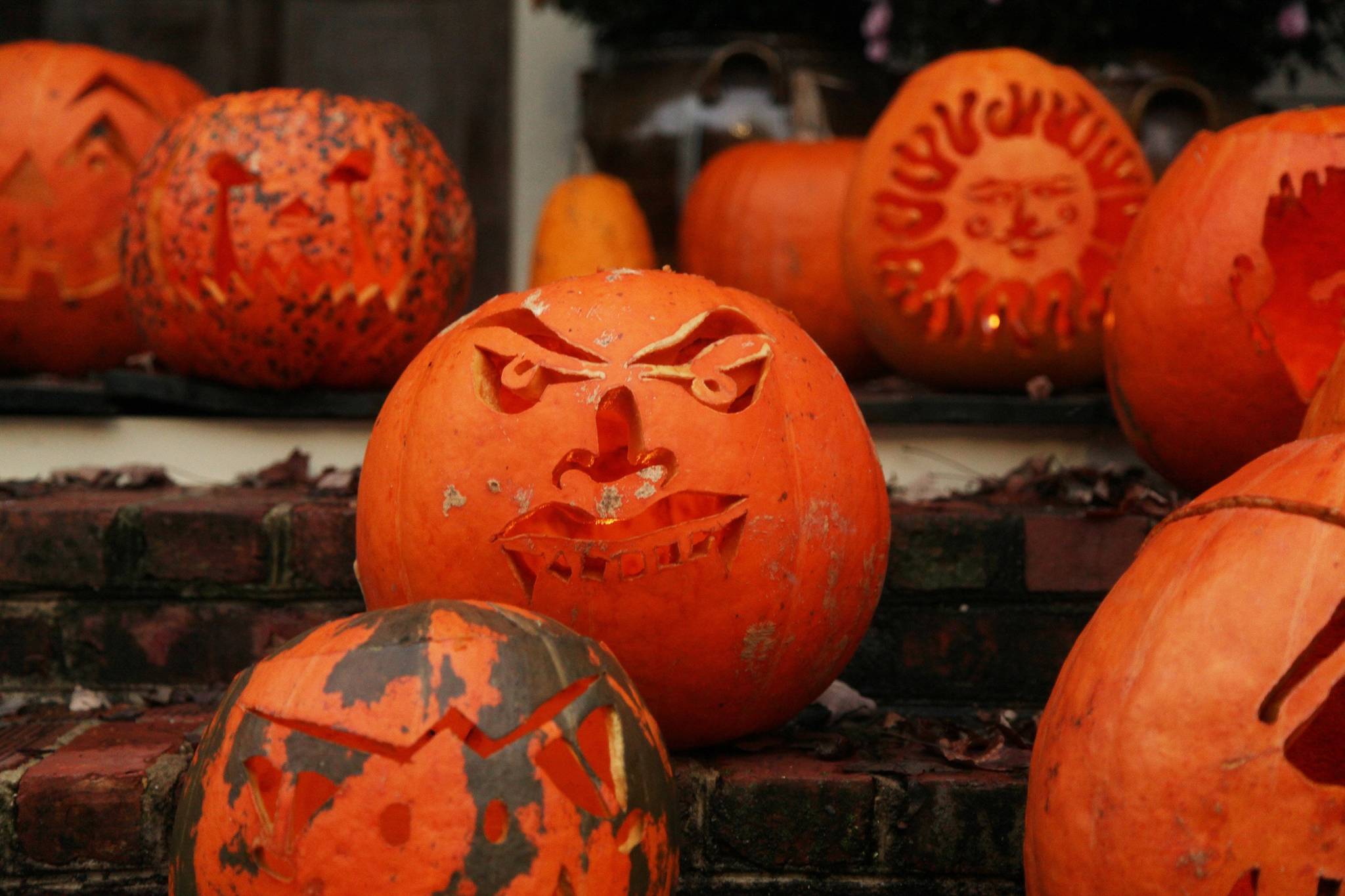 Rusty Taylor and his partner, Danny Williamson, carve 50-55 pumpkins annually on Halloween. (Juli Leonard/Raleigh News & Observer/TNS)