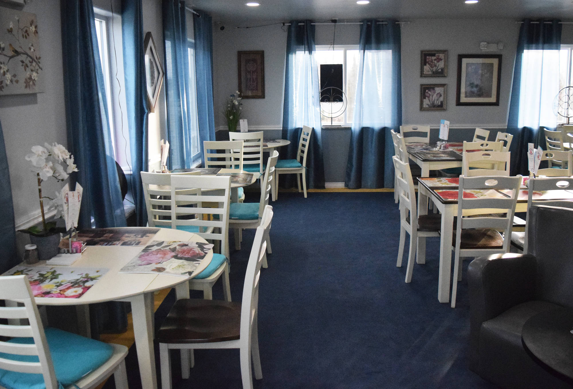 The second floor of the Piroshki Coffee and Tea Shoppe, which stands just north of Soldotna on the Kenai Spur Highway. (Photo by Joey Klecka/Peninsula Clarion)
