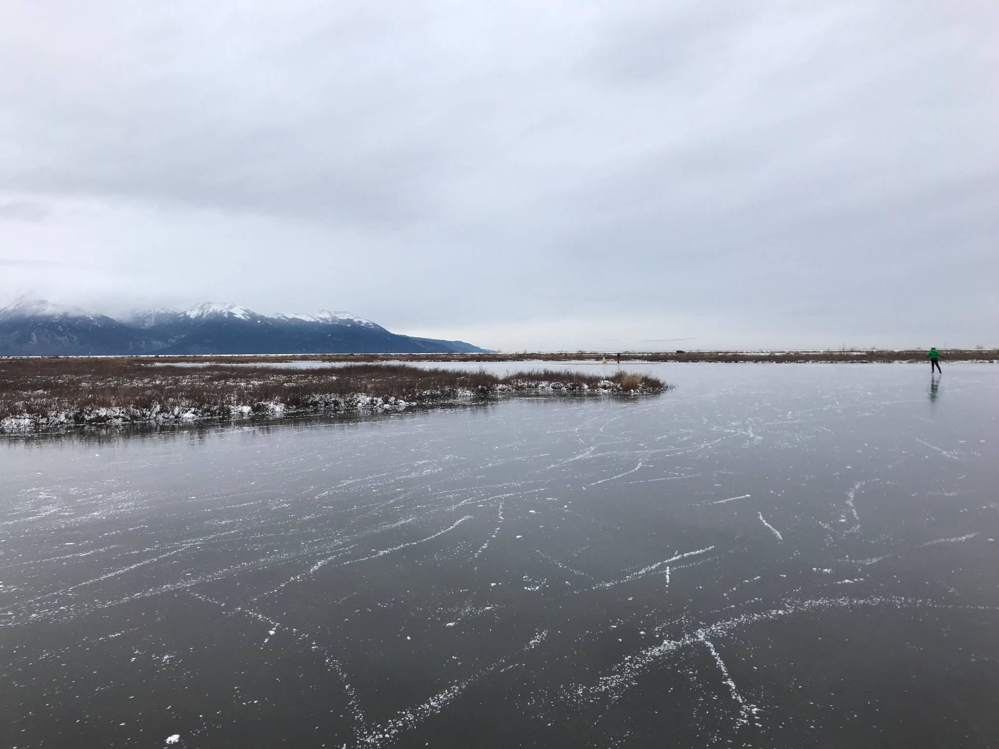 The author’s roommate skates across Potter Marsh, just outside of Anchorage. (Photo by Kat Sorensen/Peninsula Clarion)