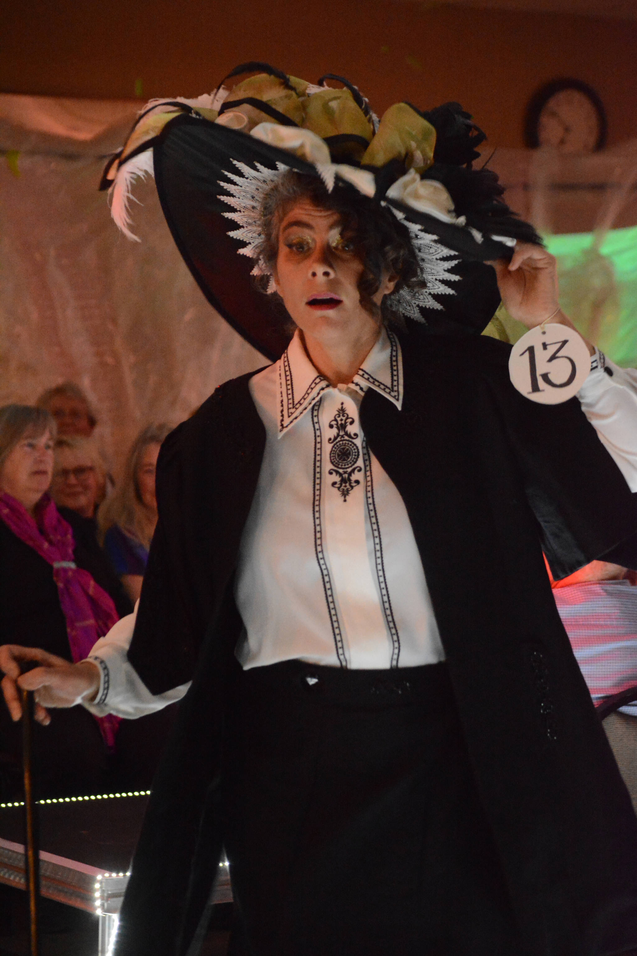 Christine Kulcheski models “Time Walker” by Marie Walker, based on a photograph of her husband’s grandmother, at the 2018 Wearable Arts on Nov. 17, 2018, in Homer, Alaska. (Photo by Michael Armstrong/Homer News)