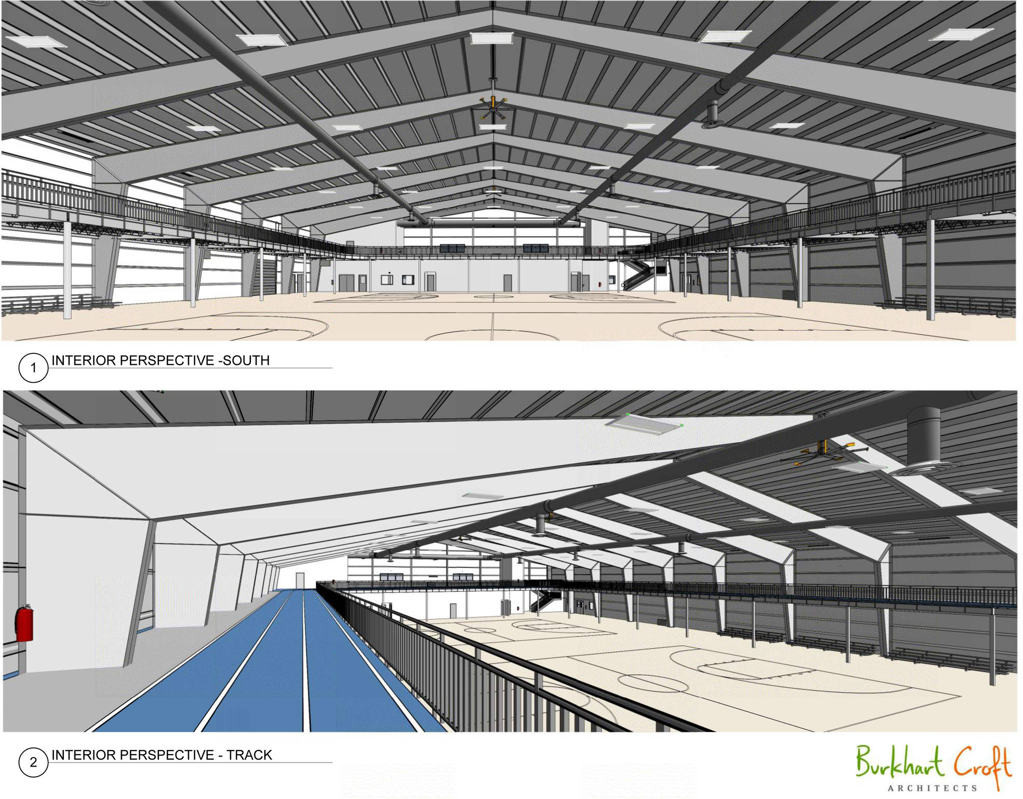 A rendering of the interior of the proposed Soldotna Regional Sports Complex field house. The approximately 42,000-square-foot metal building would be connected to the current sports complex and offer a variety of recreation options for the community. The building could hold three high school basketball courts, eight large wrestling mats or nine pickleball courts. (City of Soldotna)