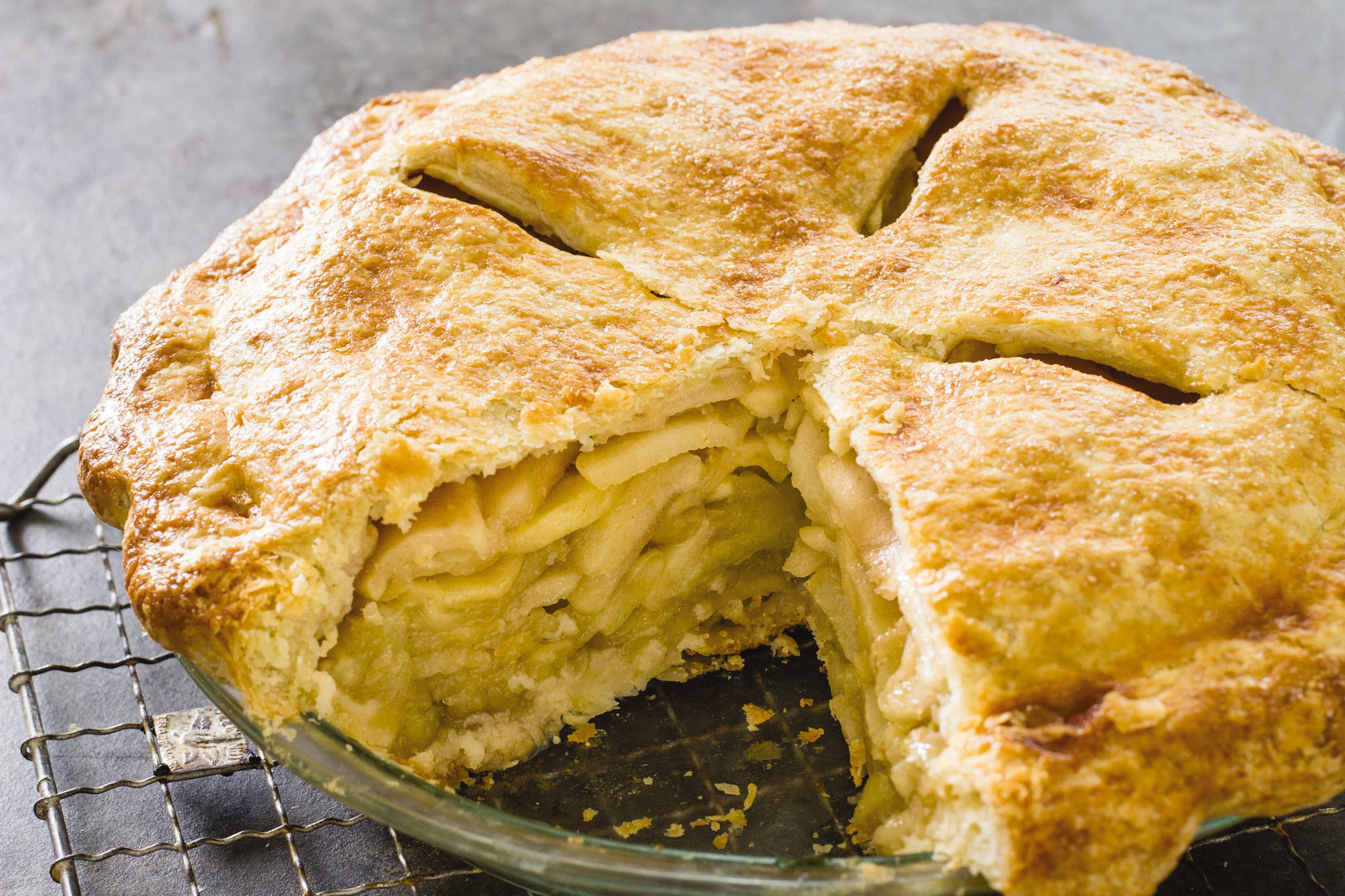 This undated photo provided by America’s Test Kitchen in September 2018 shows a deep dish apple pie in Brookline, Mass. (Carl Tremblay/America’s Test Kitchen via AP)