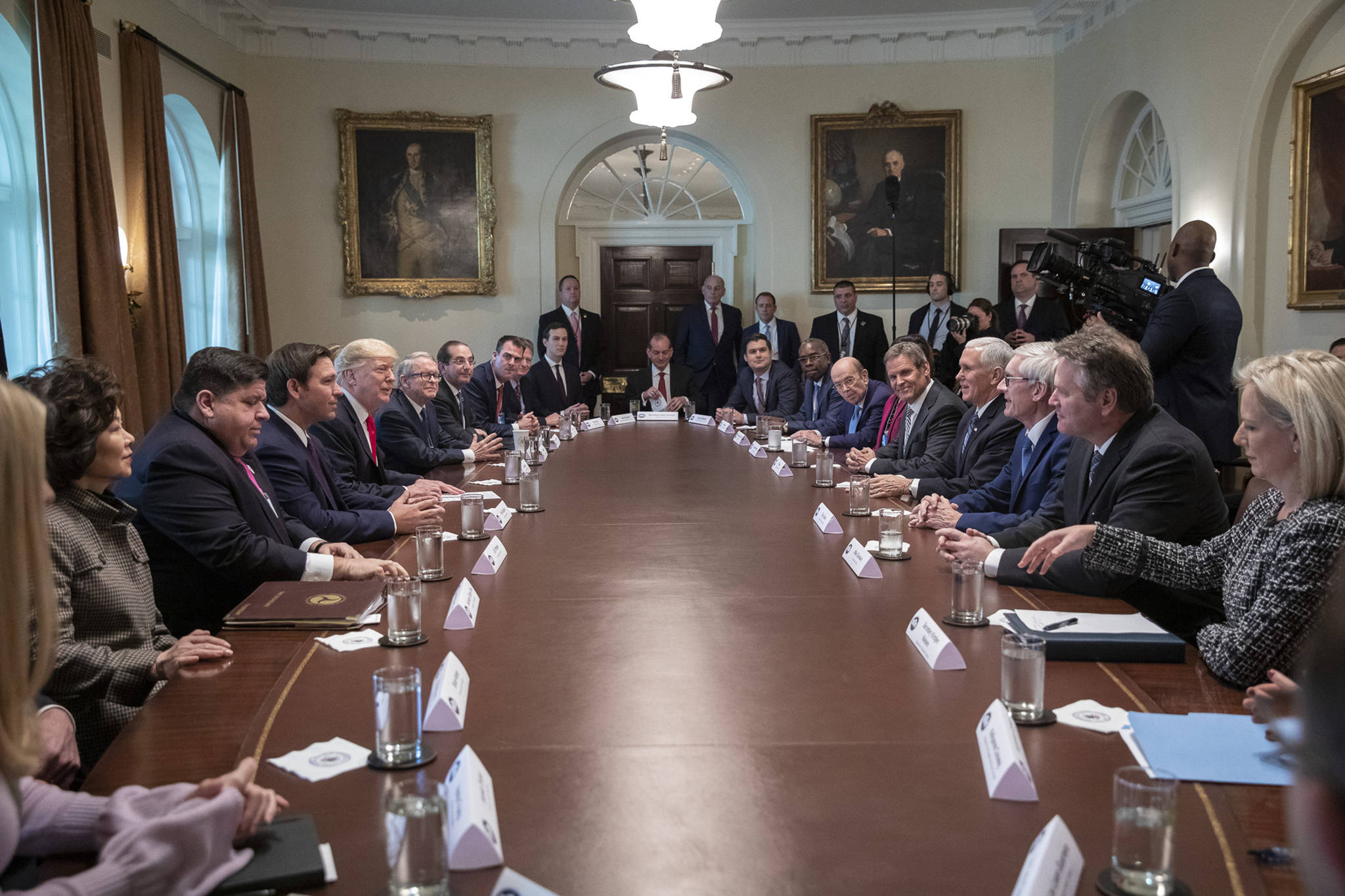 President Donald J. Trump, joined by Vice President Mike Pence, participates in a discussion with Governors-Elect on Thursday in the Cabinet Room of the White House. (Official White House Photo | Joyce N. Boghosian)