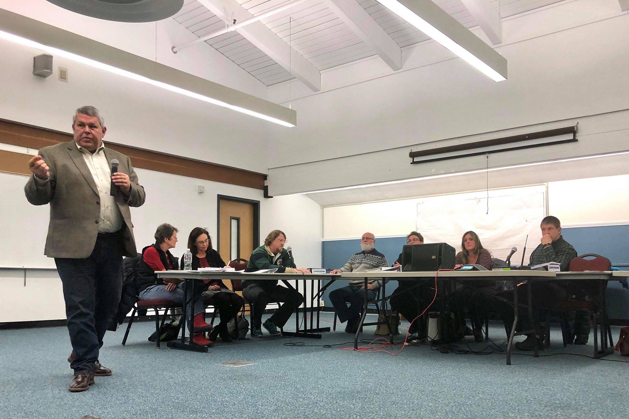 Kenai Peninsula Borough Mayor Charlie Pierce speaks at the Tuesday, Jan. 15 at the Alaska LNG Advisory Committee meeting in Nikiski. (Photo by Victoria Petersen/Peninsula Clarion)