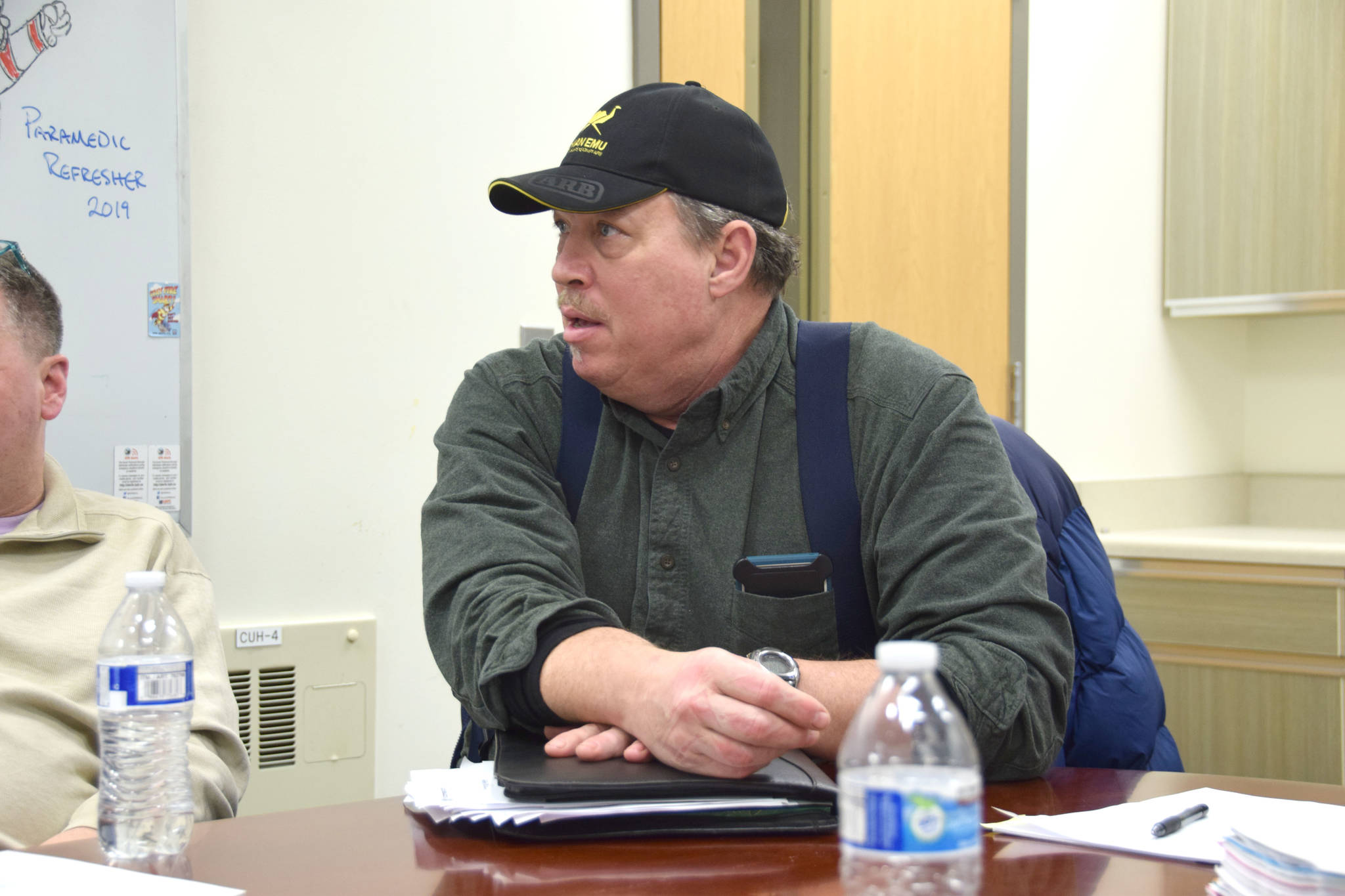 Paul Huber, co-chair of the Citizens for Nikiski Incorporation, speaks at a meeting at the Nikiski Fire Station 2 on Thursday, Jan. 24, 2019.