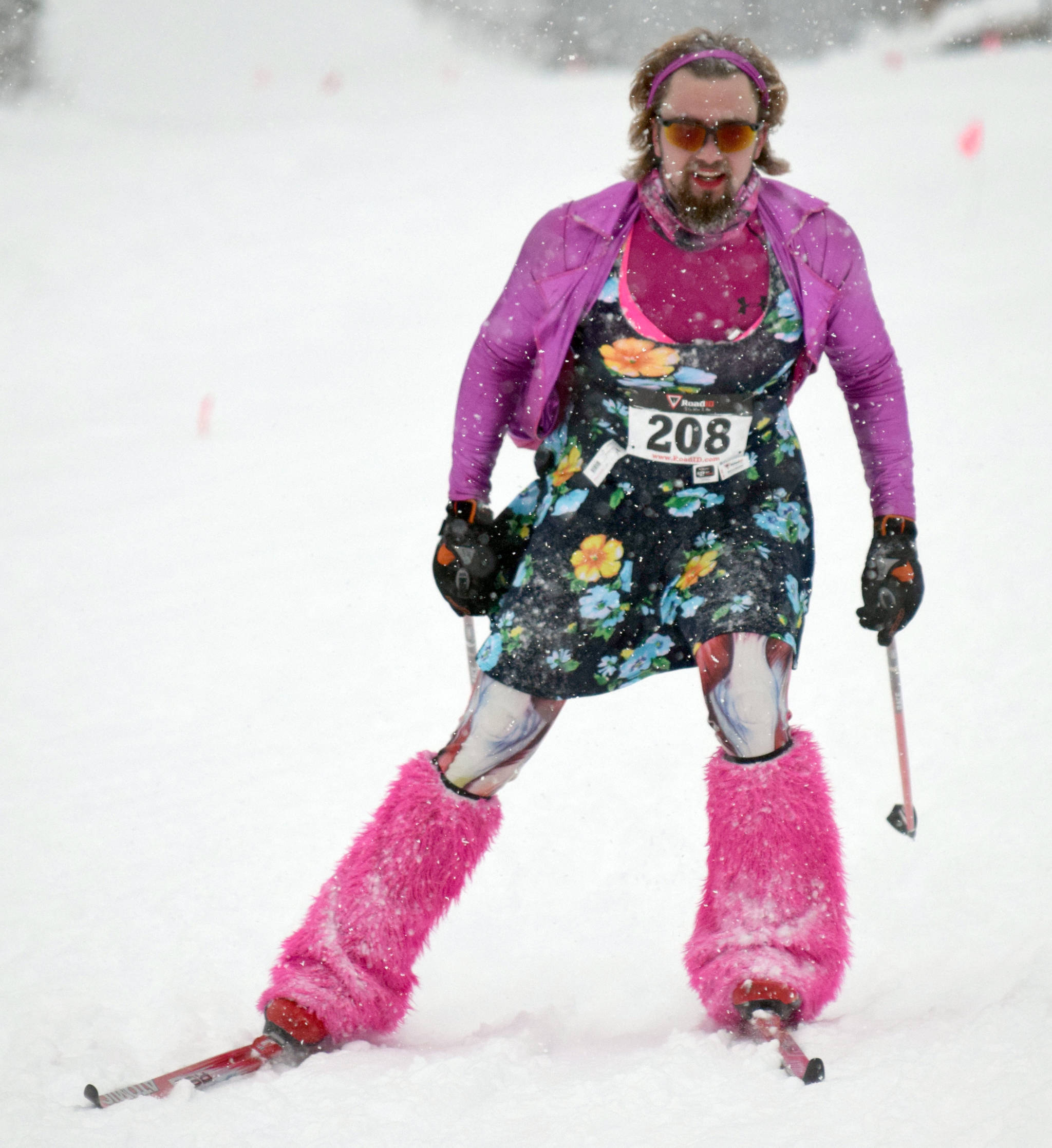 Nate Mole competes in the drag race Sunday, Feb. 3, 2019, at the Ski for Women at Tsalteshi Trails. (Photo by Jeff Helminiak/Peninsula Clarion)