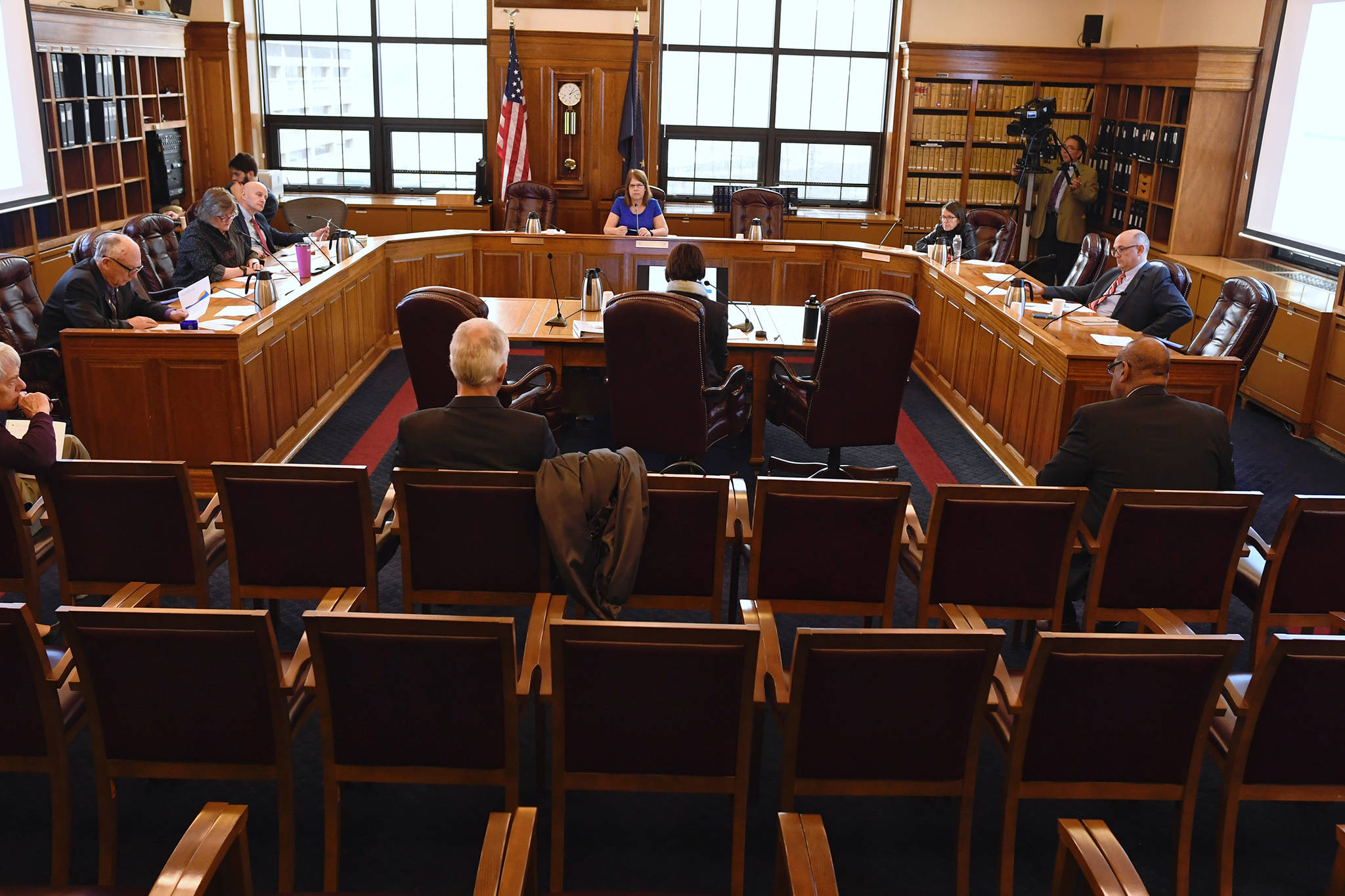 Pam Leary, director of Treasury Division at the Department of Revenue, gives a presentation for House members on Monday, Feb. 4, 2019. (Michael Penn | Juneau Empire)