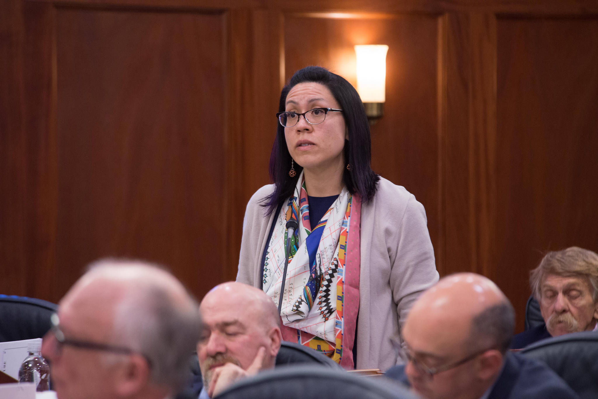 Rep. Tiffany Zulkosky, D-Bethel, speaks on the House floor. (Photo courtesy ι Brian Hild)