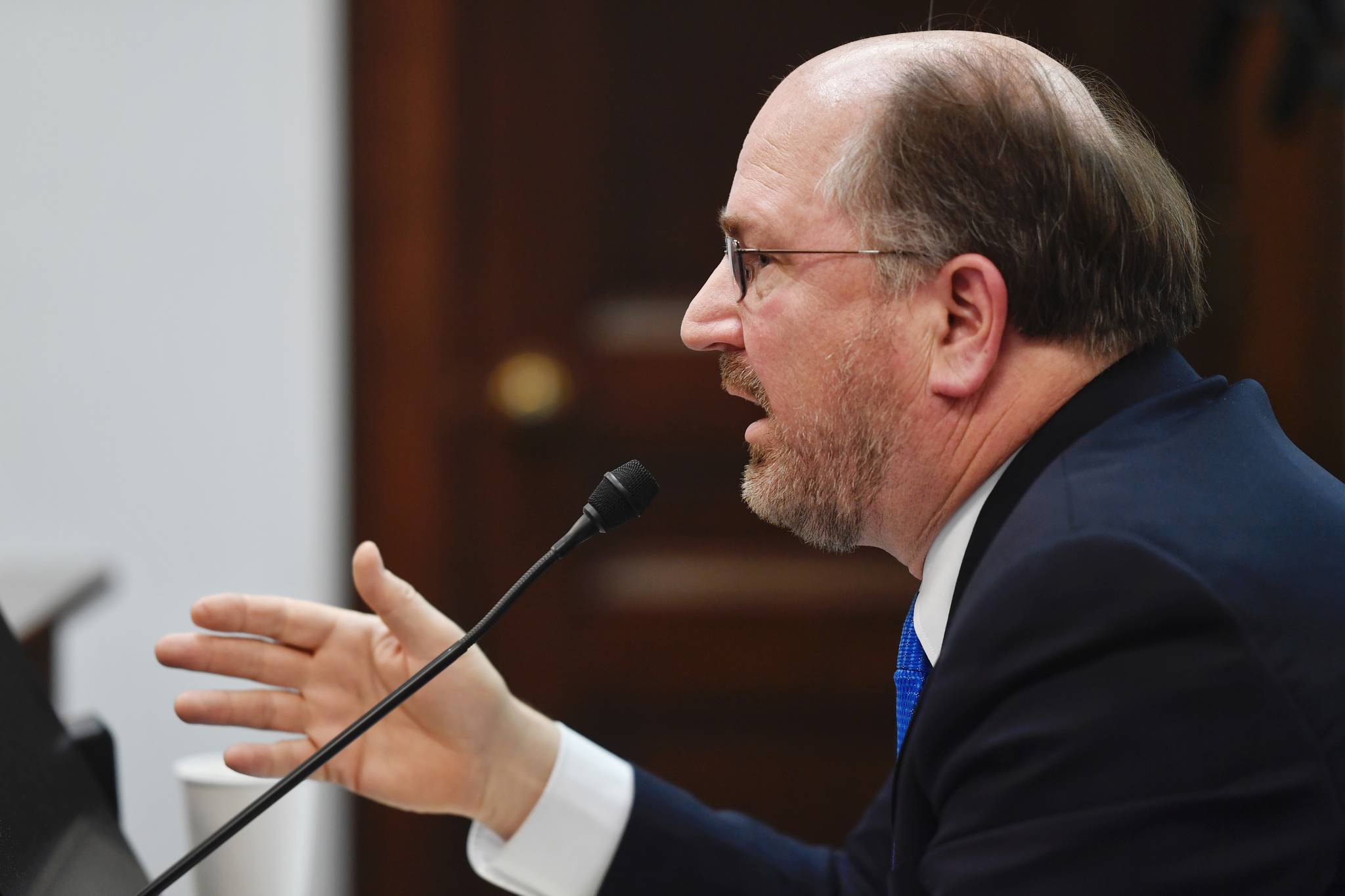 Kevin Clarkson, Gov. Mike Dunleavy’s choice for Attorney General, answers questions in front of the House Judiciary Committee on Monday, Feb. 25, 2019. (Michael Penn | Juneau Empire)