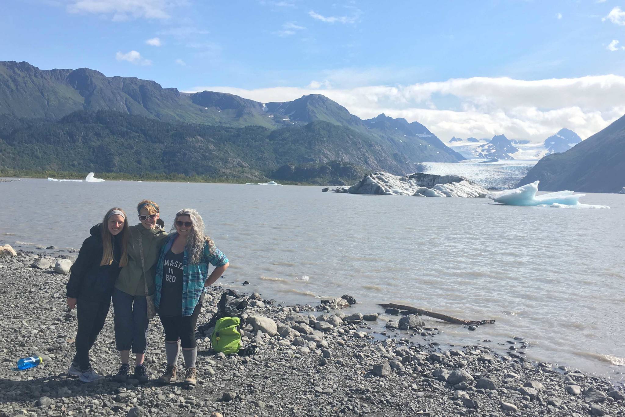 The author with a pair of friends this past summer at Grewingk Glacier. (Photo provided by Megan Pacer)