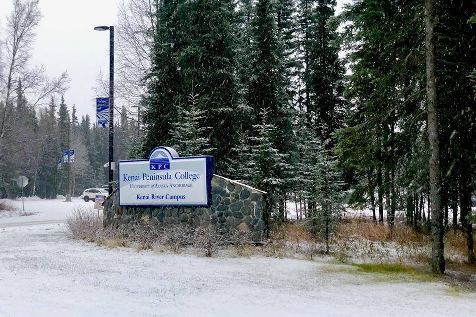 Kenai Peninsula College’s Kenai River Campus in the snow, on Tuesday, Dec. 11, 2018, near Soldotna, Alaska. (Photo by Victoria Petersen/Peninsula Clarion)