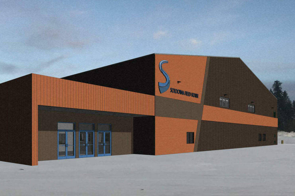 A rendering of the proposed Soldotna Regional Sports Complex field house. Unofficial election results leave the field house’s future up in the air. (City of Soldotna)