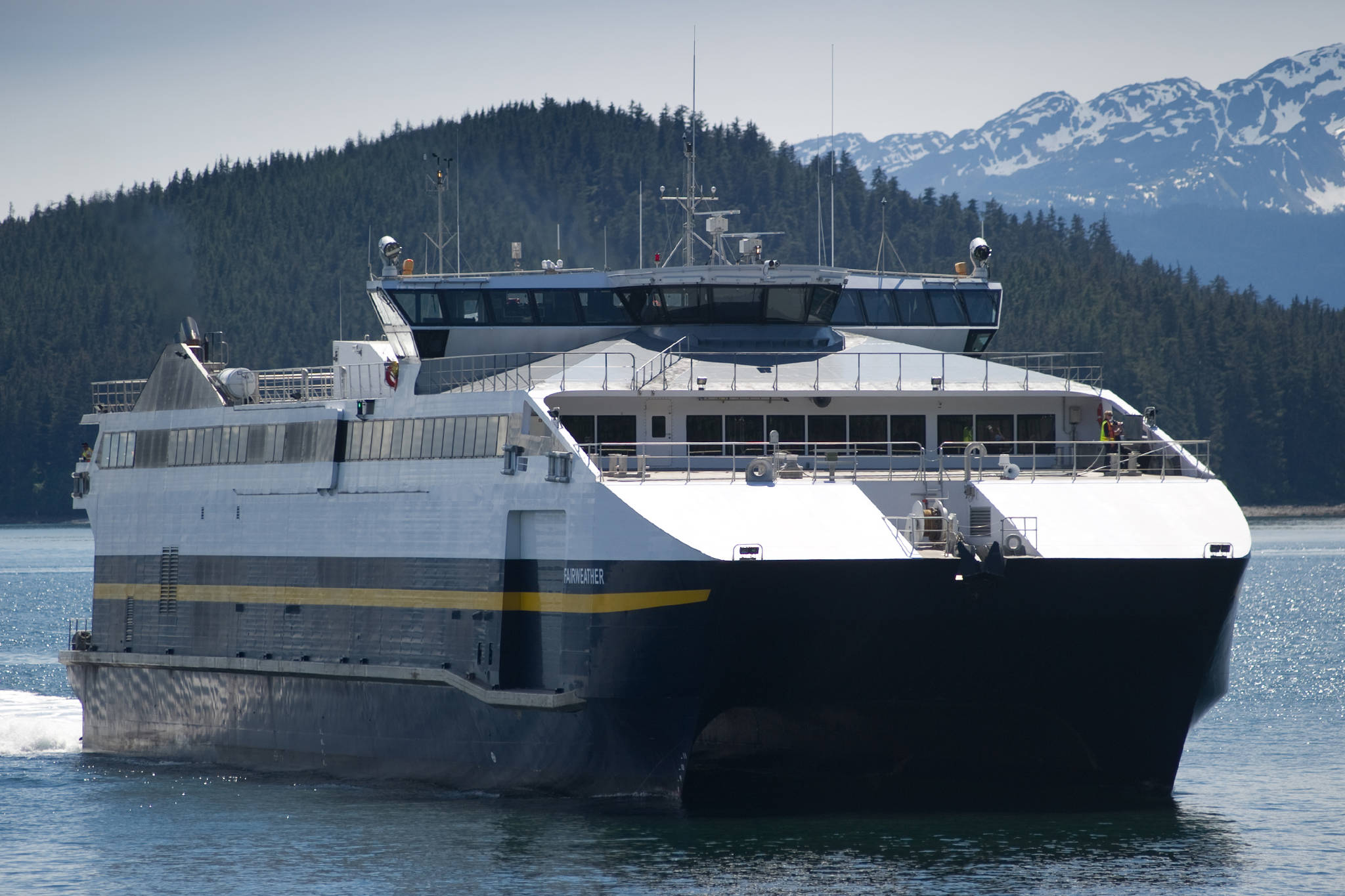 The Alaska State Marine Highway Ferry Fairweather pulls up to the Auke Bay Terminal in this 2014 file photo.