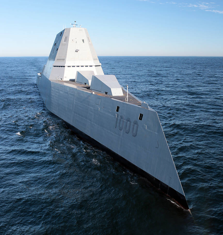 The USS Zumwalt pictured here during a voyage to San Diego is in Ketchikan this weekend. (Courtesy Photo | U.S. Navy photo courtesy of General Dynamics Bath Iron Works/Released)