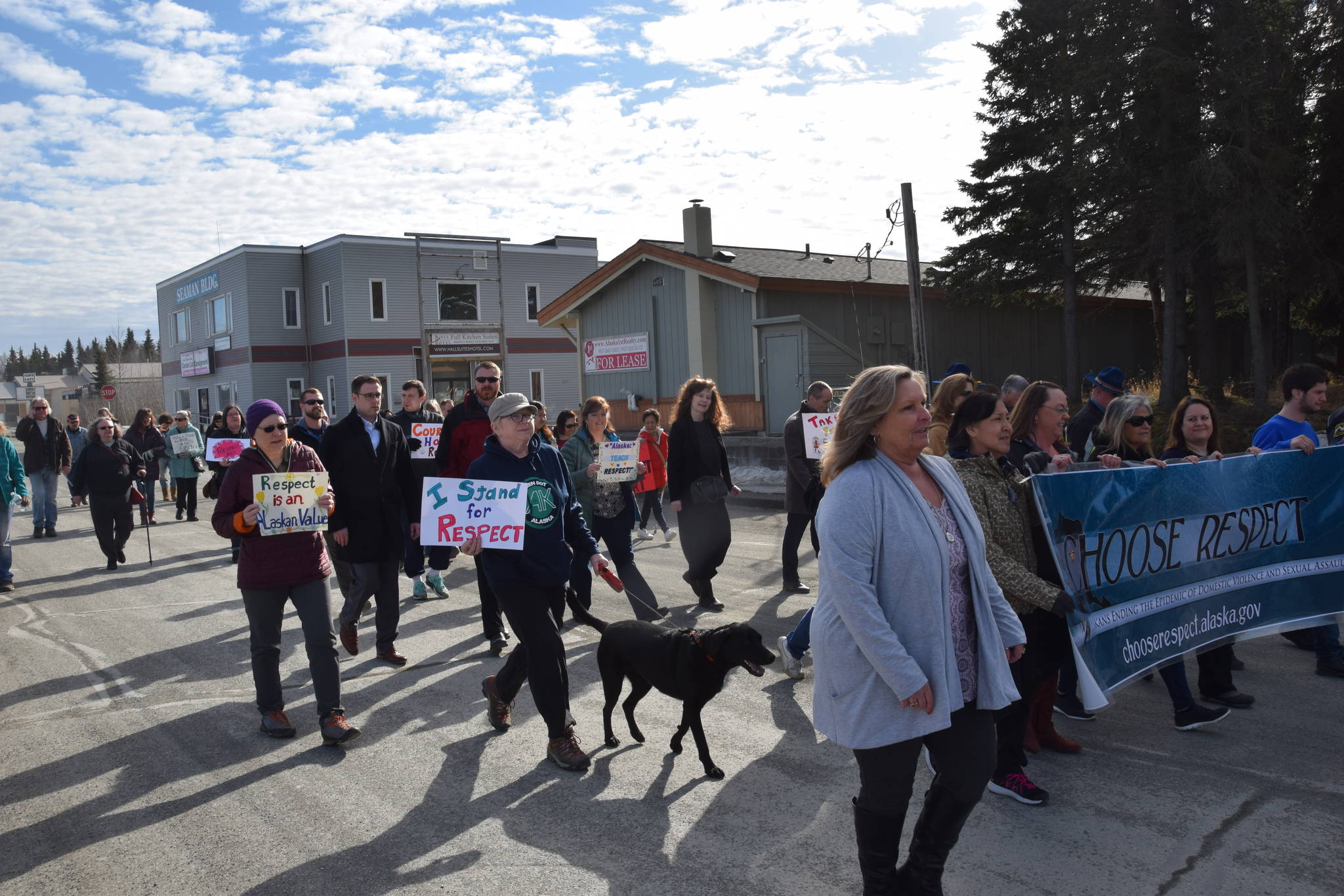 Peninsula residents participate in the annual Choose Respect March in Kenai, Alaska, on Wednesday, March 27, 2019. (Photo by Brian Mazurek/Peninsula Clarion)