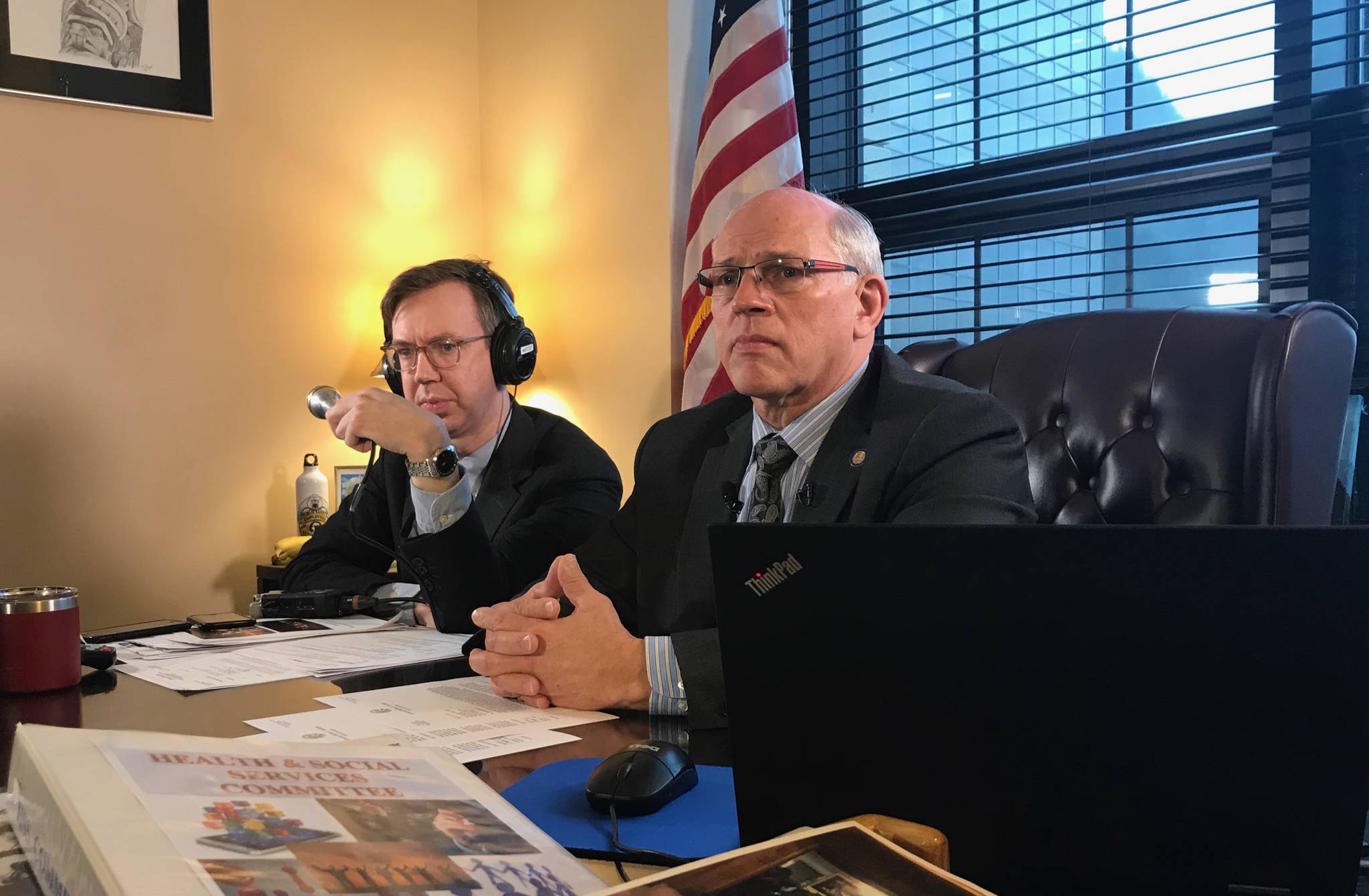 Sen. John Coghill, R-North Pole, listens to a question during a press conference in this Empire file photo. (Alex McCarthy | Juneau Empire)