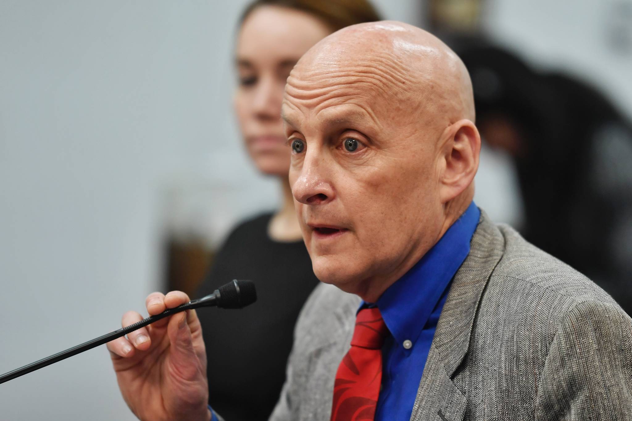 Rep. Dan Ortiz, I-Ketchikan, introduces his bill, House Bill 105, to the House Fisheries Committee on Tuesday, April 2, 2019. The bill relates to claims against protection and indemnity insurance policies of vessel owners. (Michael Penn | Juneau Empire)