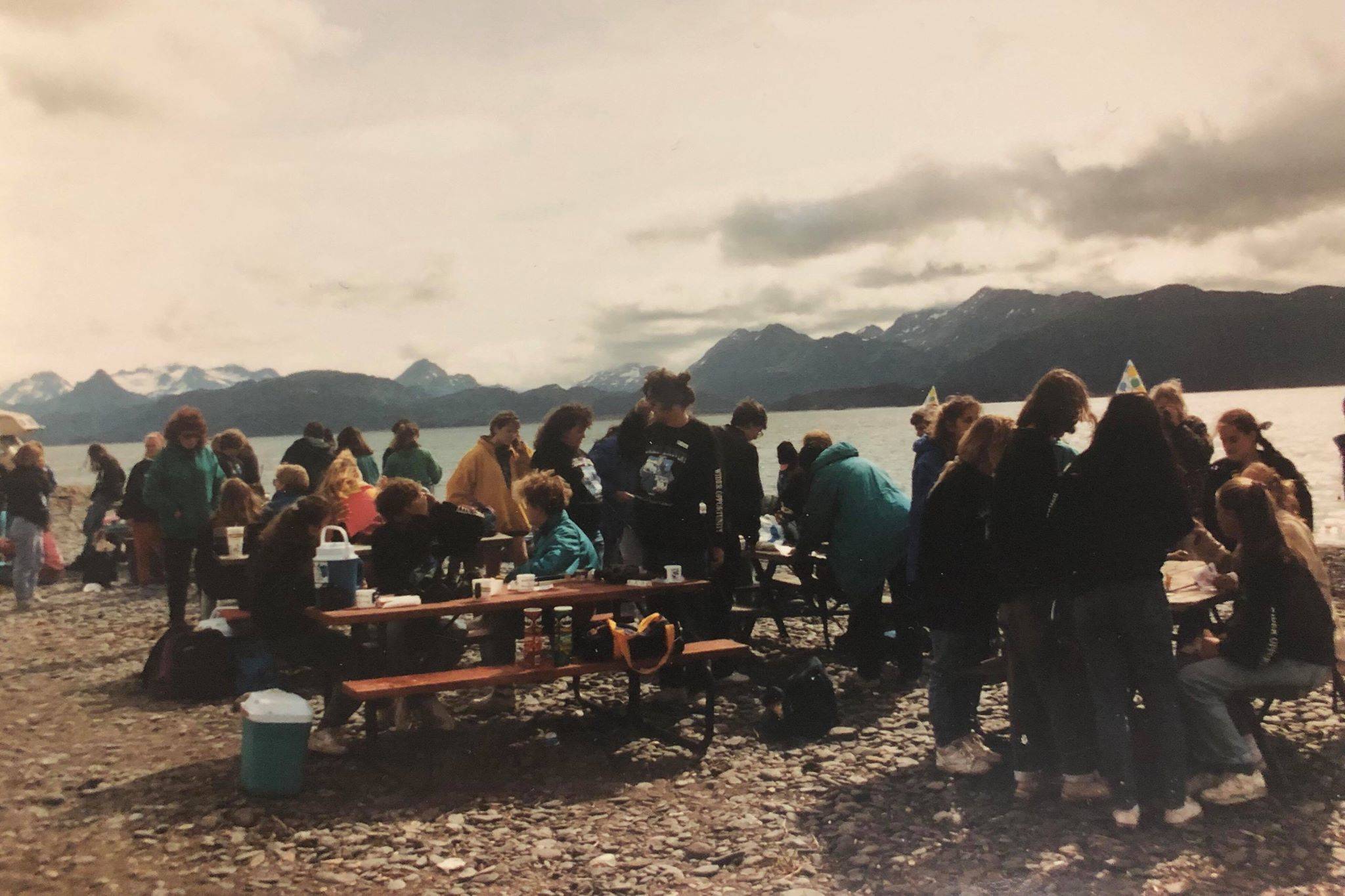 Girl Scouts gather on the Homer Spit in 1992. (Photo courtesy of Cindy Littell)