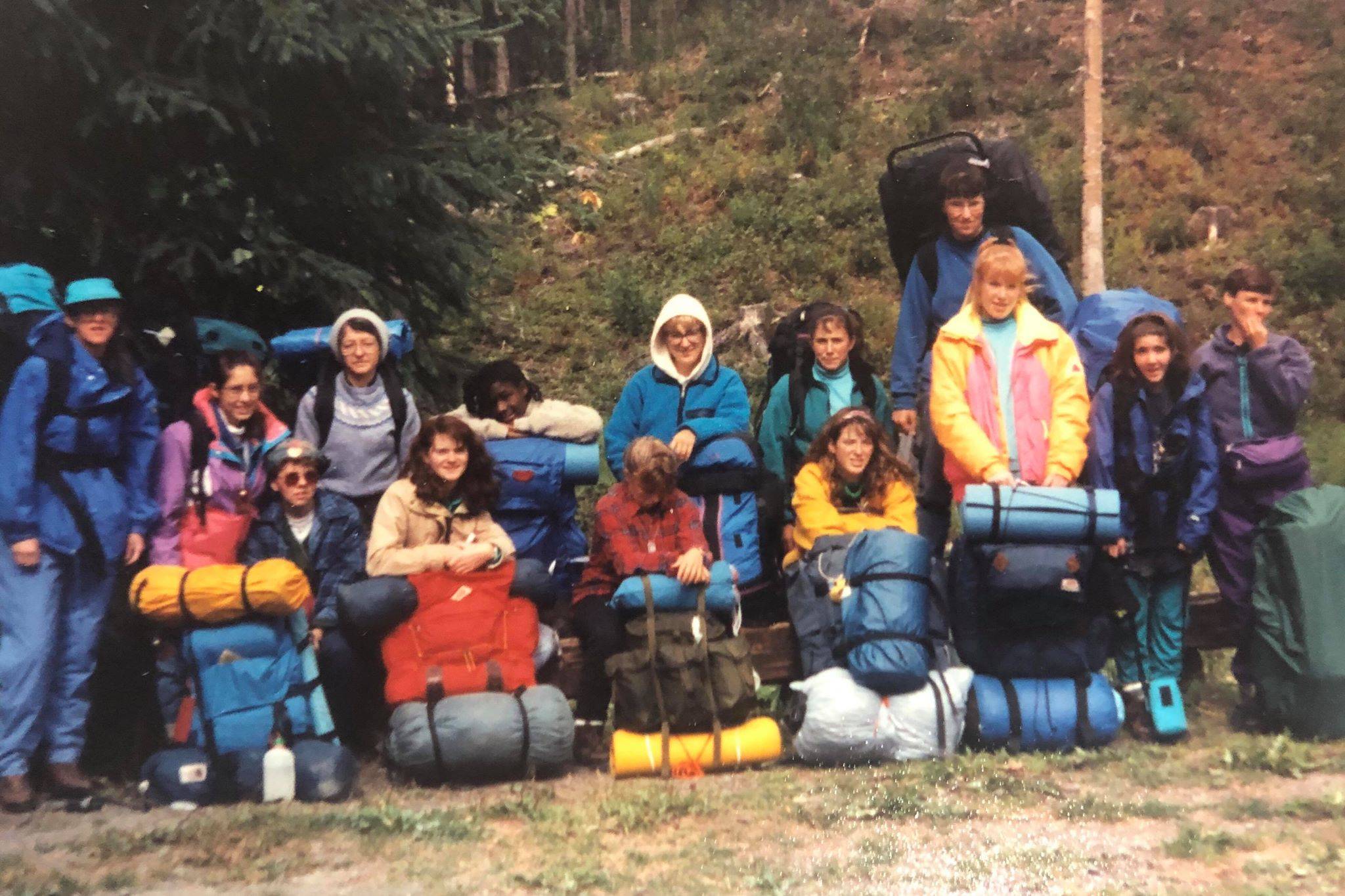 A Girl Scout troop gets ready to hike the Resurrection Trail in August of 1992. (Photo courtesy of Cindy Littell)