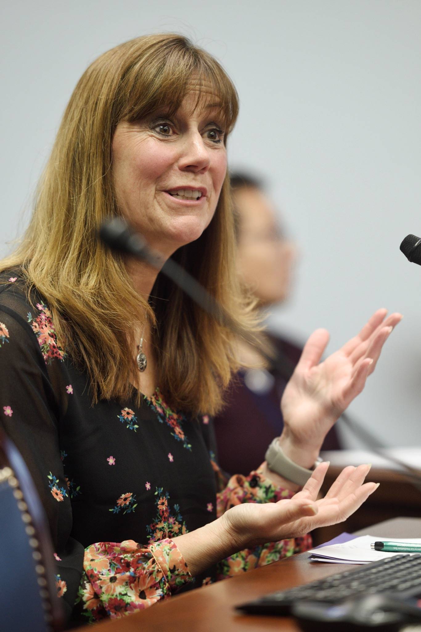 Bridget Weiss, Superintendent of the Juneau School District, spoke in favor of SB 6 in front of the Senate Education Committee at the Capitol on Tuesday, April 16, 2019. The bill is to provide money for prekindergarten education. (Michael Penn | Juneau Empire)