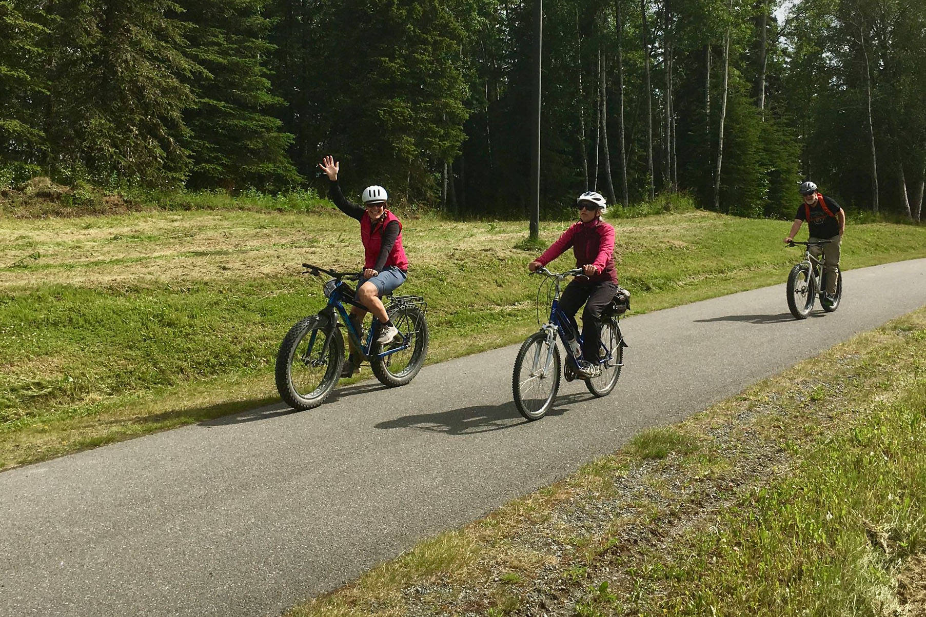 Bicyclists participate in a Full Moon Bike Ride in Soldotna, Alaska on July 27, 2018. (Photo courtesy of Jenn Tabor/BiKS)