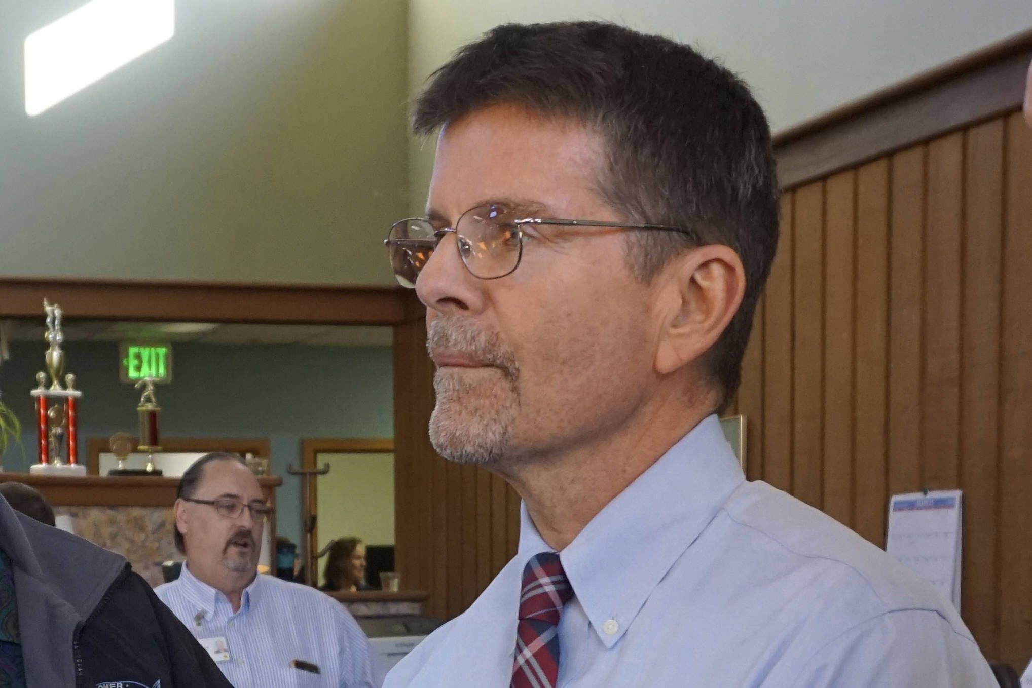 South Peninsula Hospital CEO Joseph Woodin attends an open house for the expanded and remodeled Homer Medical Clinic on March 30, 2018, in Homer, Alaska. (Photo by Michael Armstrong, Homer News)