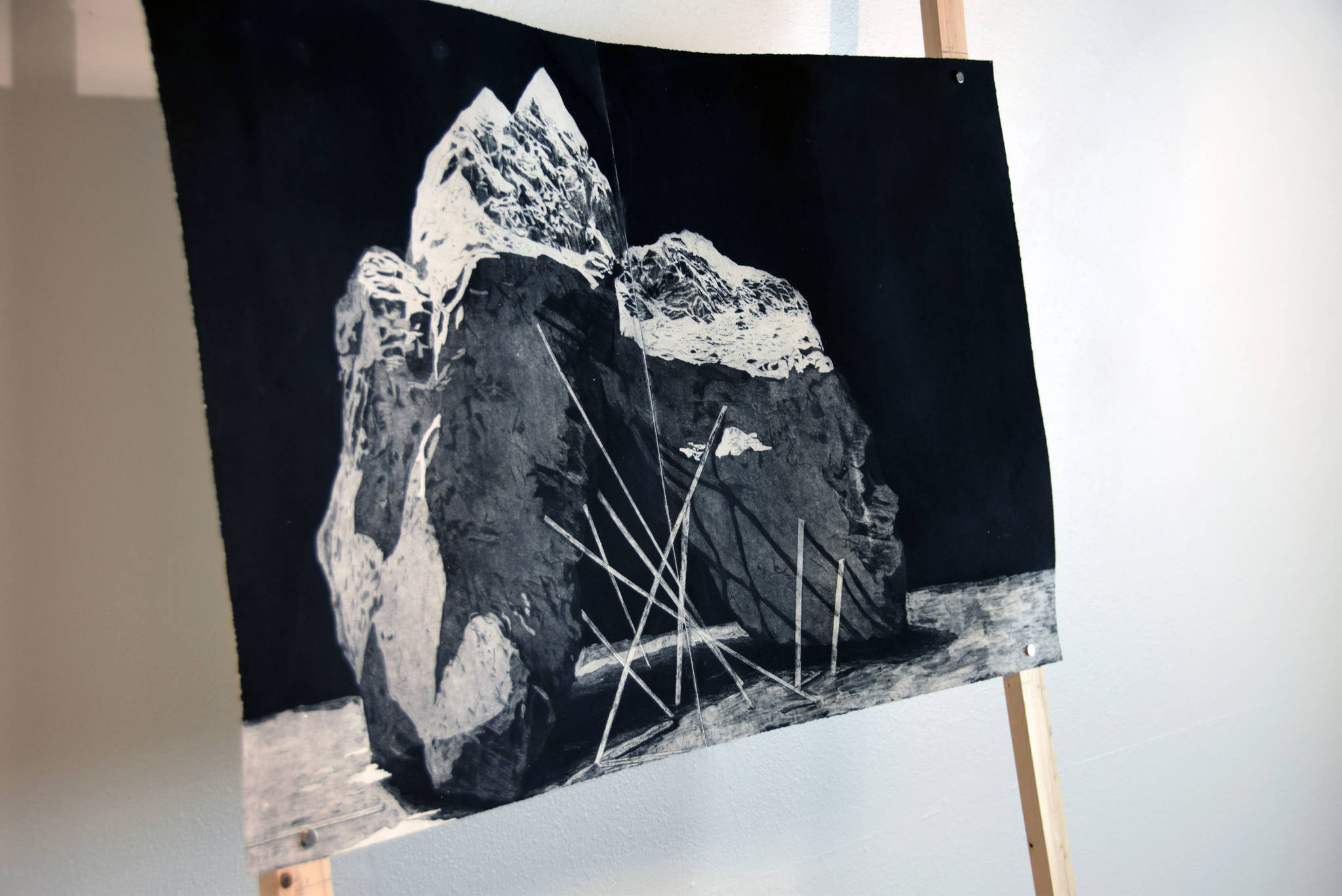 The work of Anchorage artist Jonathan Green is on display at the Kenai Fine Art Center in Kenai, Alaska, on Monday, April 29, 2019. (Photo by Brian Mazurek/Peninsula Clarion)