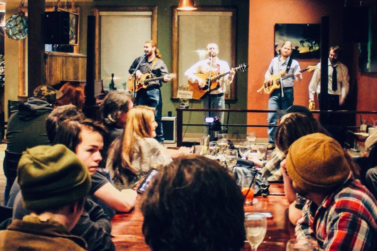 The Caper performs in front of a live audience in an undated photo at the Flats Bistro south of Kenai. (Photo provided by Luke Thibodeau)