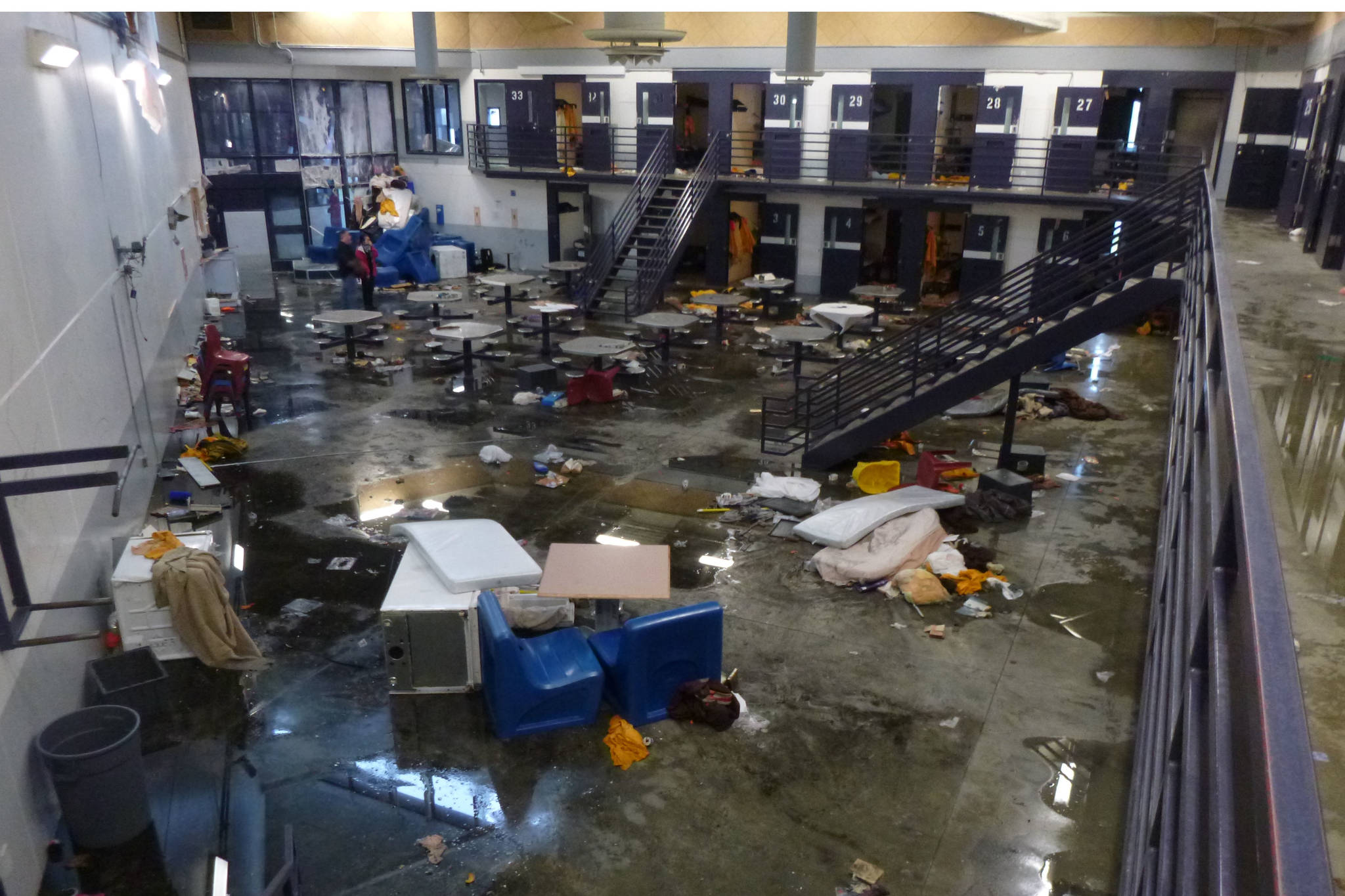 The Hotel Mod Housing Unit at Spring Creek Correctional Facility as seen after an overnight riot took place on Wednesday, May 8, 2019. (Photo courtesy Sarah Gallagher/DOC)