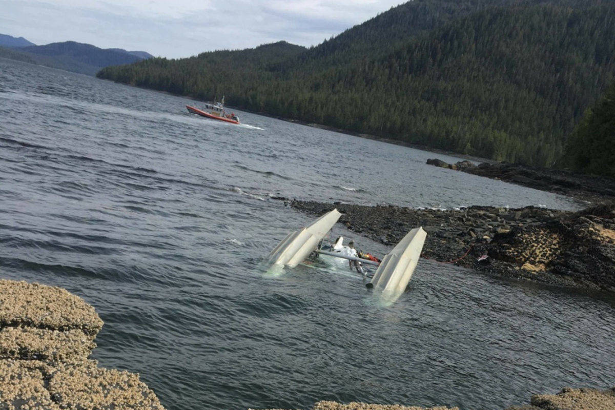 A Coast Guard Station Ketchikan 45-foot Response Boat-Medium boat crew searches for survivors from downed aircraft in the vicinity of George Inlet near Ketchikan, Monday. The Coast Guard, Ketchikan Volunteer Rescue Squad, good Samaritans and multiple other agencies have searched extensively and continue to search for survivors from the crash. (Courtesy photo | U.S. Coast Guard)