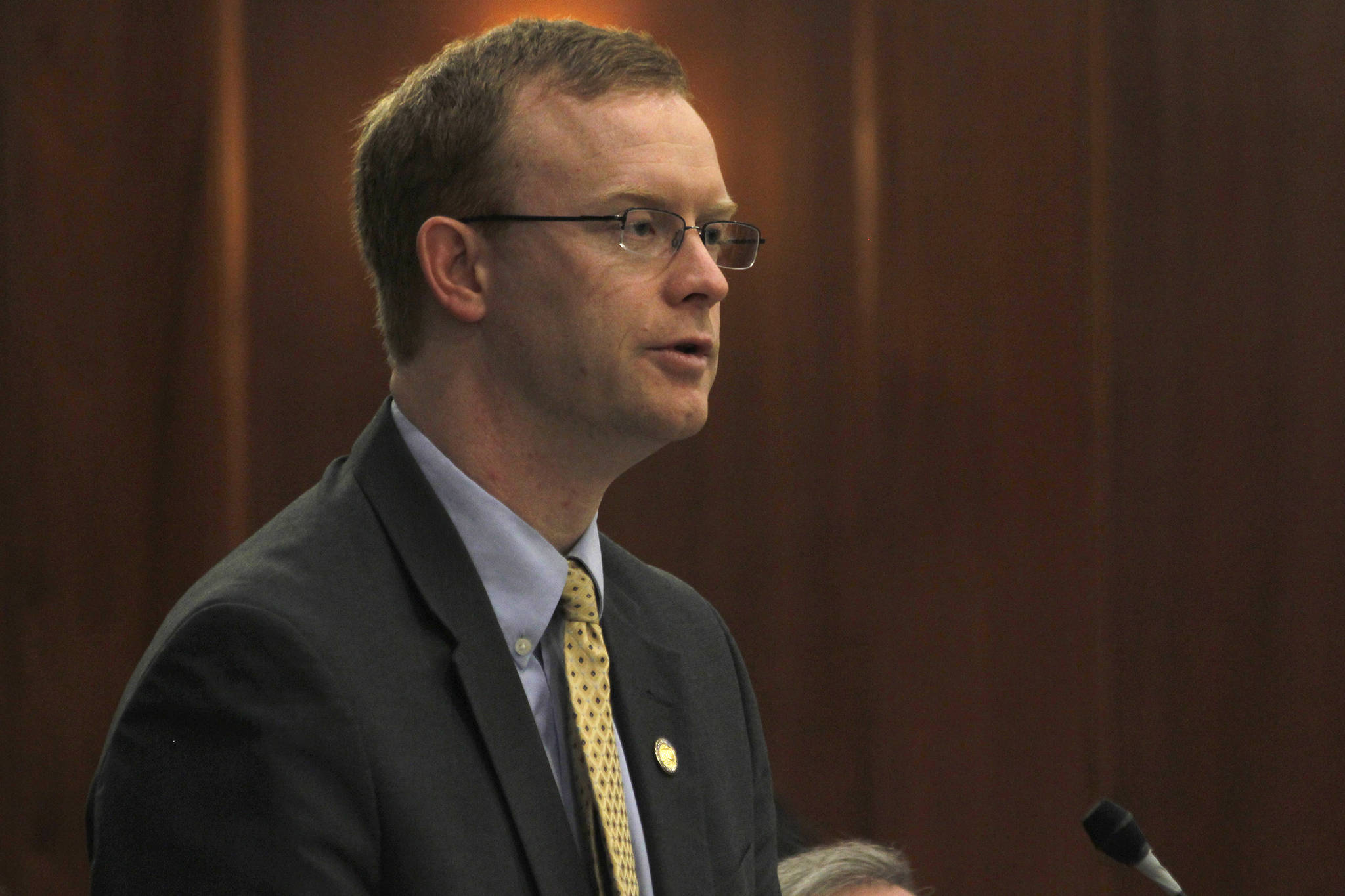 Rep. David Eastman, R-Wasilla, speaks on the House floor on Tuesday, Feb. 12. (Alex McCarthy | Juneau Empire File)