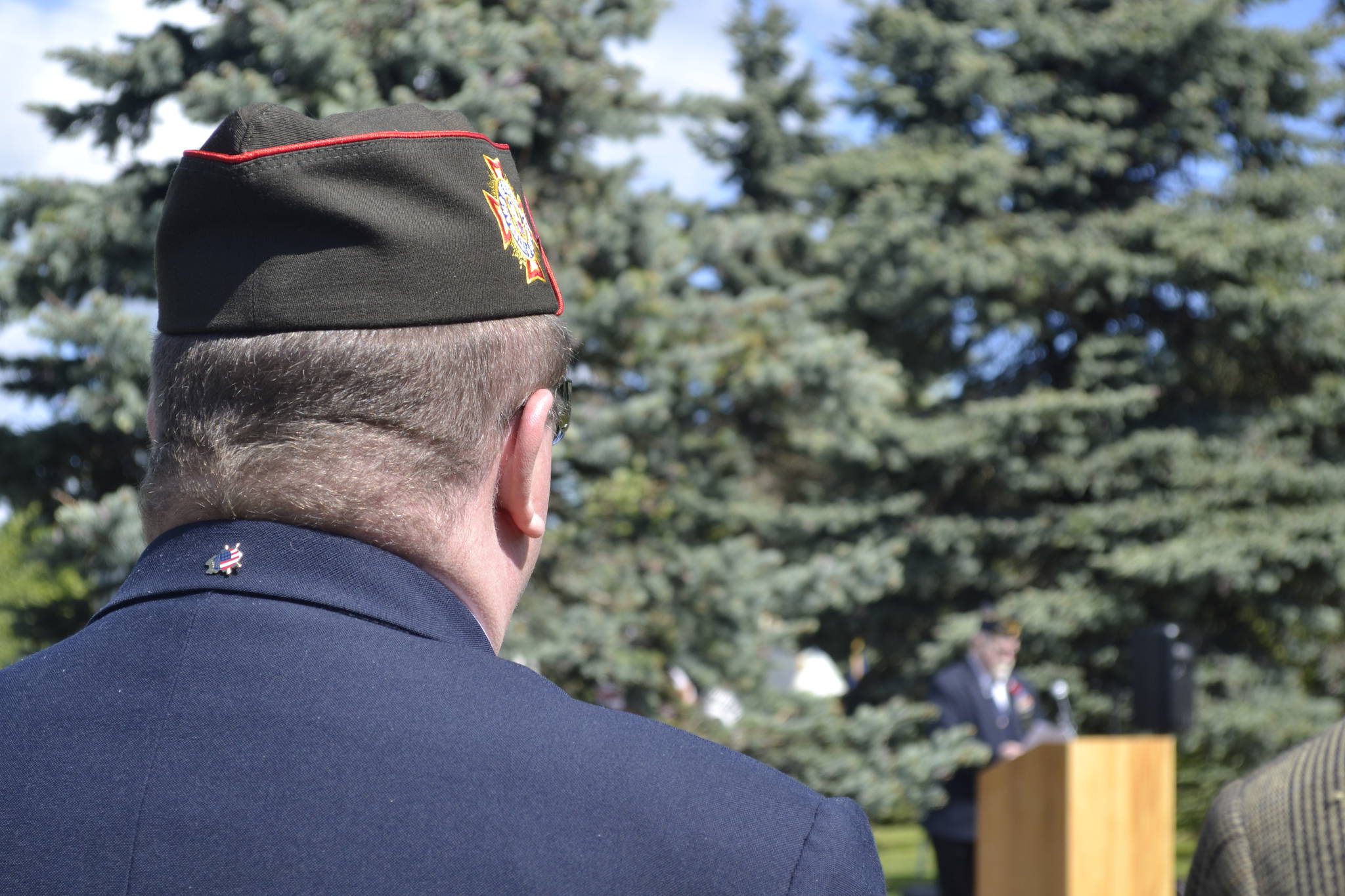 Members of the armed forces gathered to recognize Memorial Day in a ceremony hosted by the Veteran’s Coalition of the Kenai Peninsula on Monday, May 27, 2019, in Leif Hansen Memorial Park in Kenai, Alaska. (Photo by Victoria Petersen/Peninsula Clarion)                                Members of the armed forces gathered to recognize Memorial Day in a ceremony hosted by the Veteran’s Coalition of the Kenai Peninsula on Monday, May 27, 2019, in Leif Hansen Memorial Park in Kenai, Alaska. (Photo by Victoria Petersen/Peninsula Clarion)