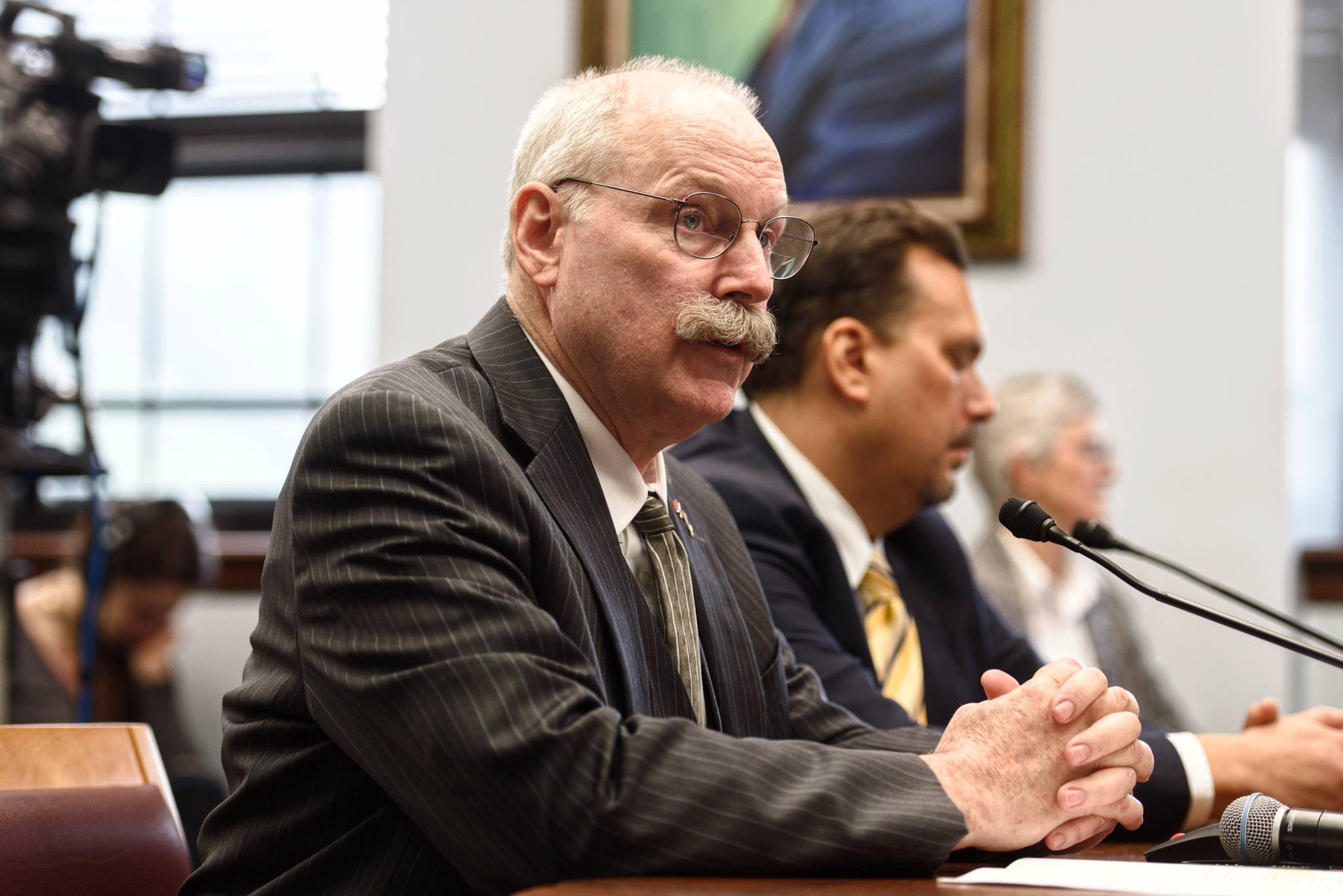 Sen. Bert Stedman, R-Sitka, presents SB 1002, a bill to provide a Permanent Fund Dividend of $1,600, to the Senate Rules Committee at the Capitol on Monday, June 3, 2019. (Michael Penn | Juneau Empire)