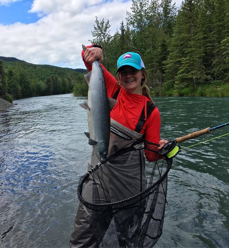 Shelby Harris shows off a sockeye caught on the Upper Kenai River on Saturday. (Photo submitted by Shelby Harris)