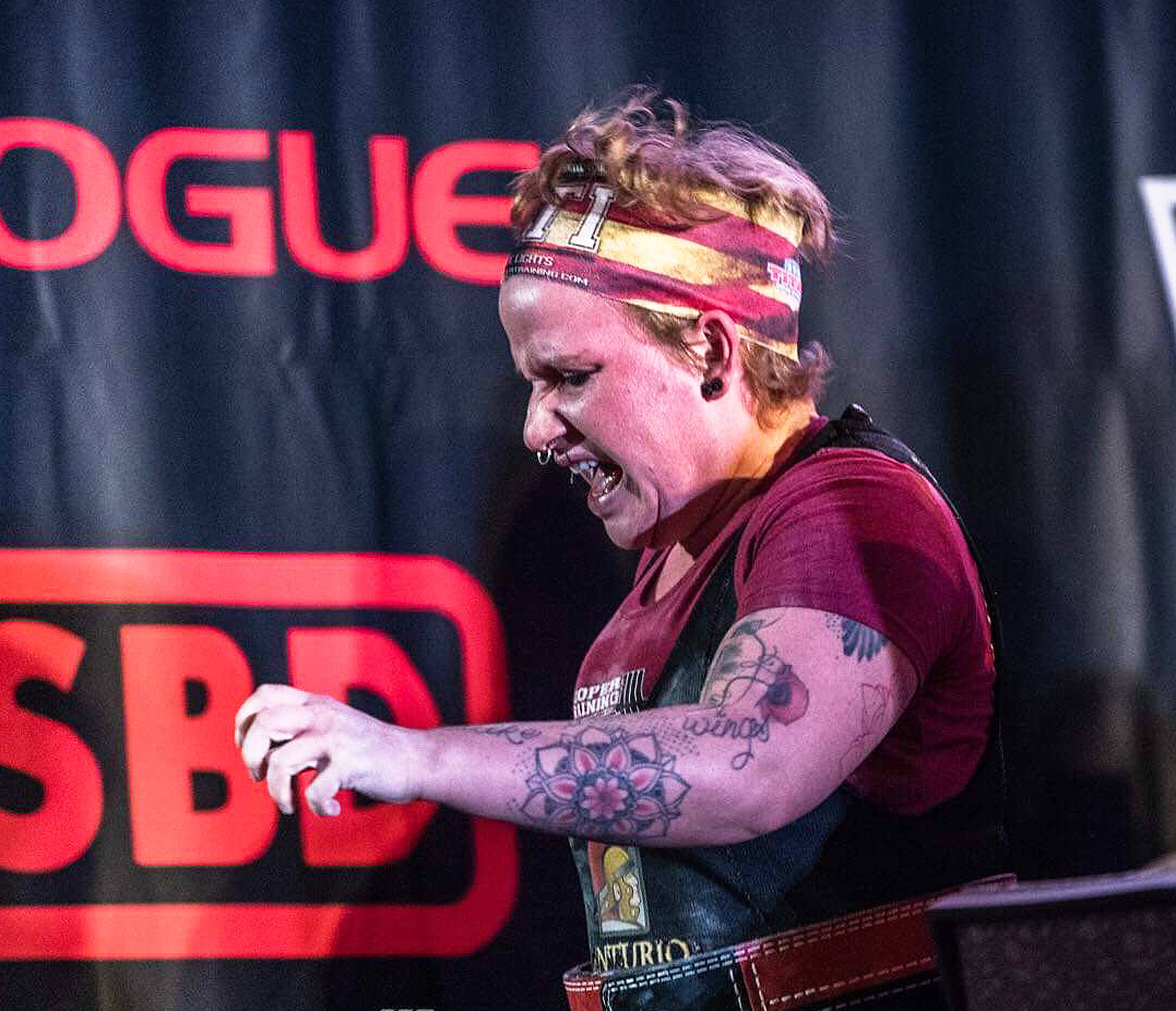 Nikiski powerlifter Billie Denison walks off the platform at the USA Powerlifting Open Nationals May 10, 2019, in Lombard, Illinois. (Photo courtesy 9for9 Media)