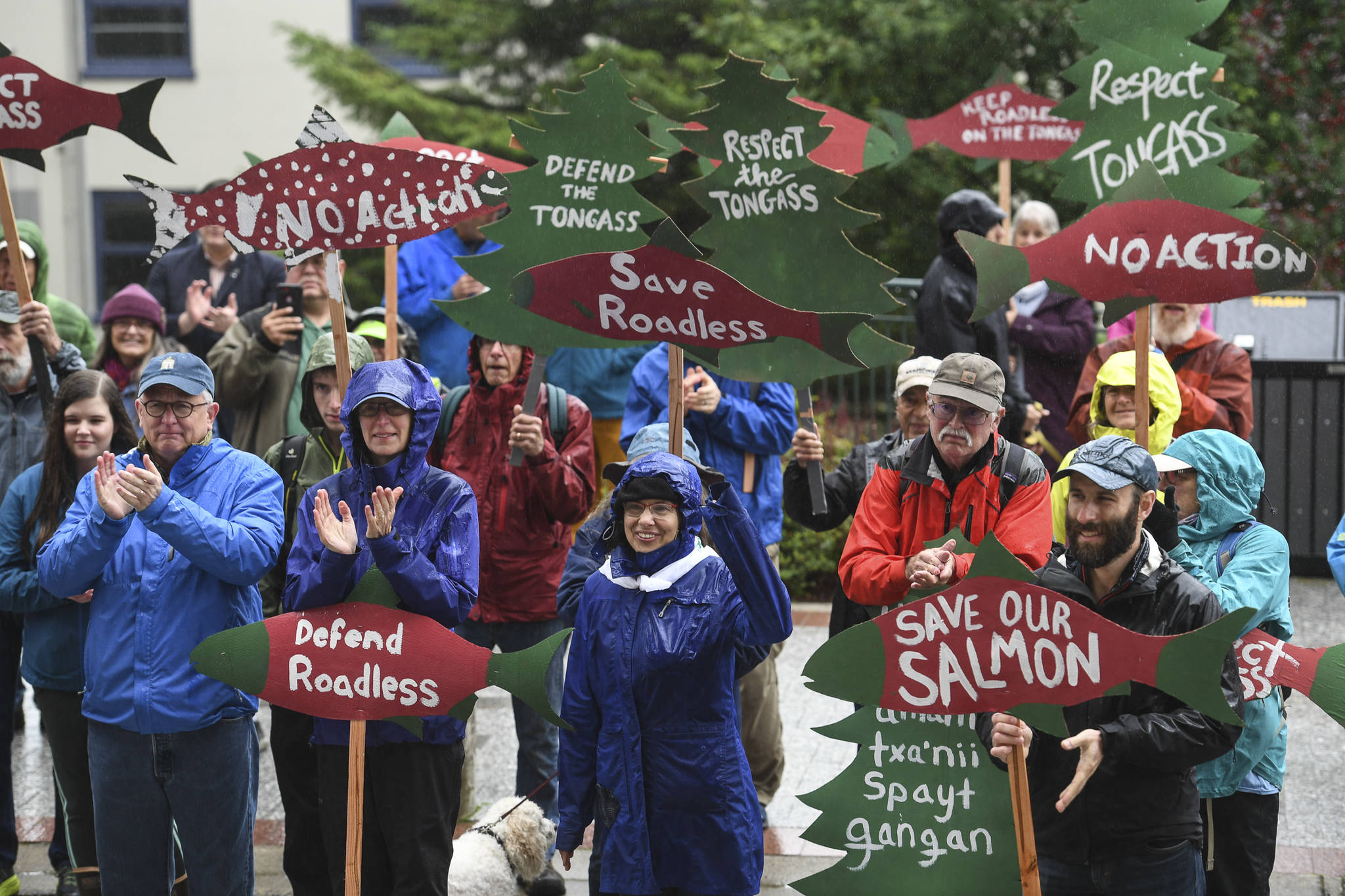 Advocates turn out in front of the Alaska State Capitol to show local support for the 2001 National Roadless Rule during a Tongass Rally on Saturday, June 22, 2019. (Michael Penn | Juneau Empire)