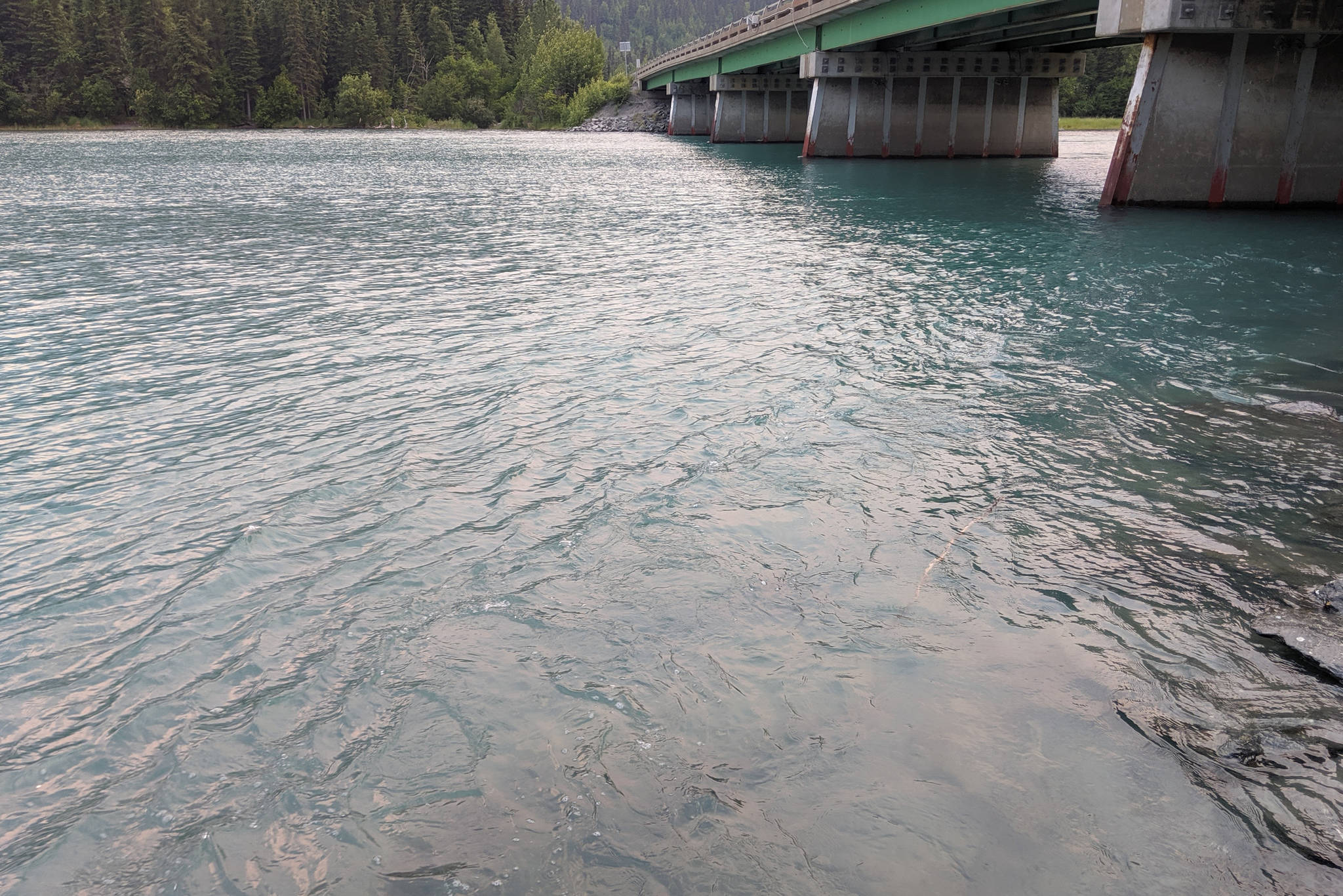 The Kenai River in Cooper Landing, Alaska, is photographed on Sunday, June 23, 2019. (Photo by Erin Thompson/Peninsula Clarion)