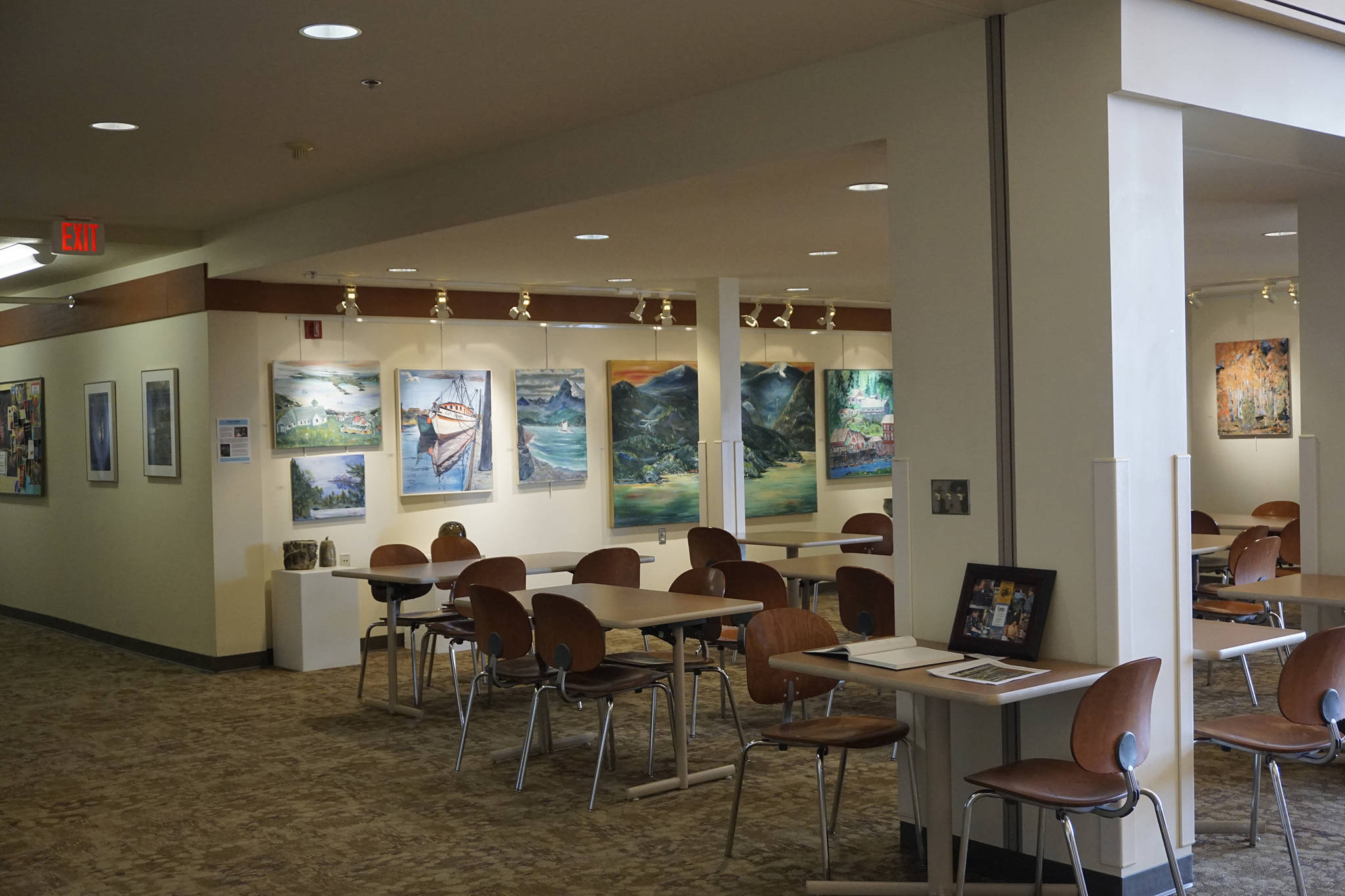 The Commons of Pioneer Hall at the Kachemak Bay Campus, Kenai Peninsula College, University of Alaska Anchoarge, as seen on July 2, 2019, in Homer, Alaska. (Photo by Michael Armstrong/Homer News)