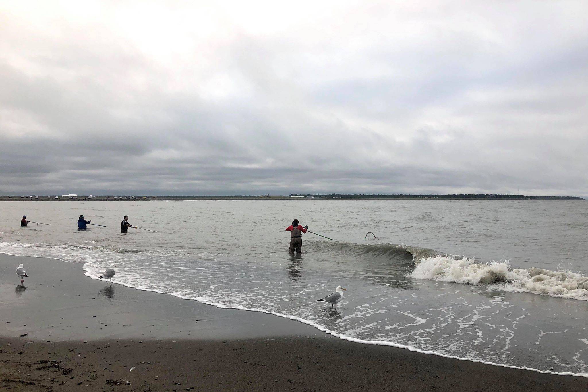 People from all over Alaska come to fish on opening day of the Kenai River personal use dipnetting fishery, Wednesday, July 10, 2019, in Kenai, Alaska. (Photo by Victoria Petersen/Peninsula Clarion)