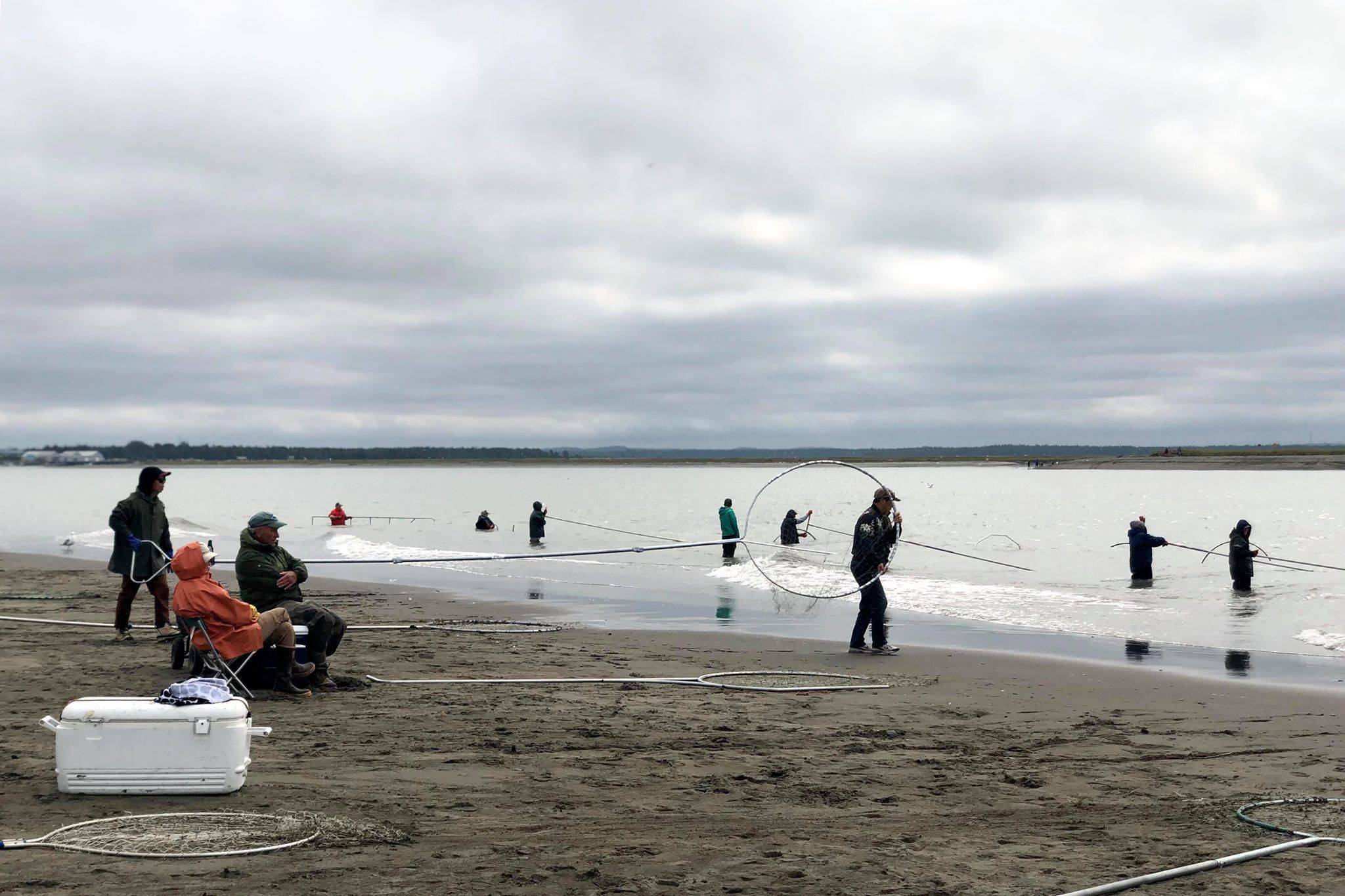People from all over Alaska come to fish on opening day of the Kenai River personal use dipnetting fishery, Wednesday, July 10, 2019, in Kenai, Alaska. (Photo by Victoria Petersen/Peninsula Clarion)