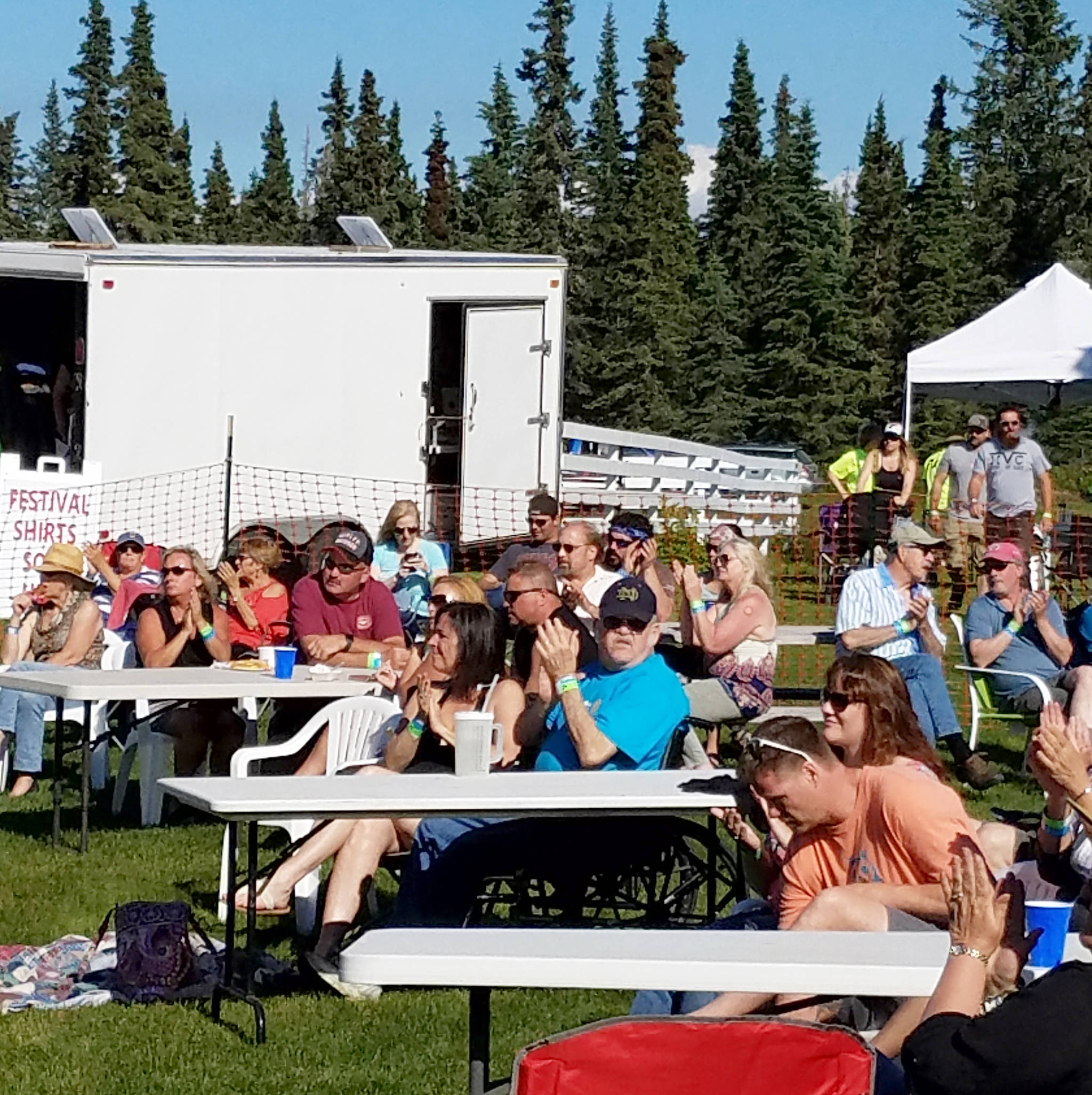 A group of concertgoers enjoy the music at the 2018 Rock’n the Ranch at the Rusty Ravin music festival in Kenai. (Photo provided by Valerie Anderson)