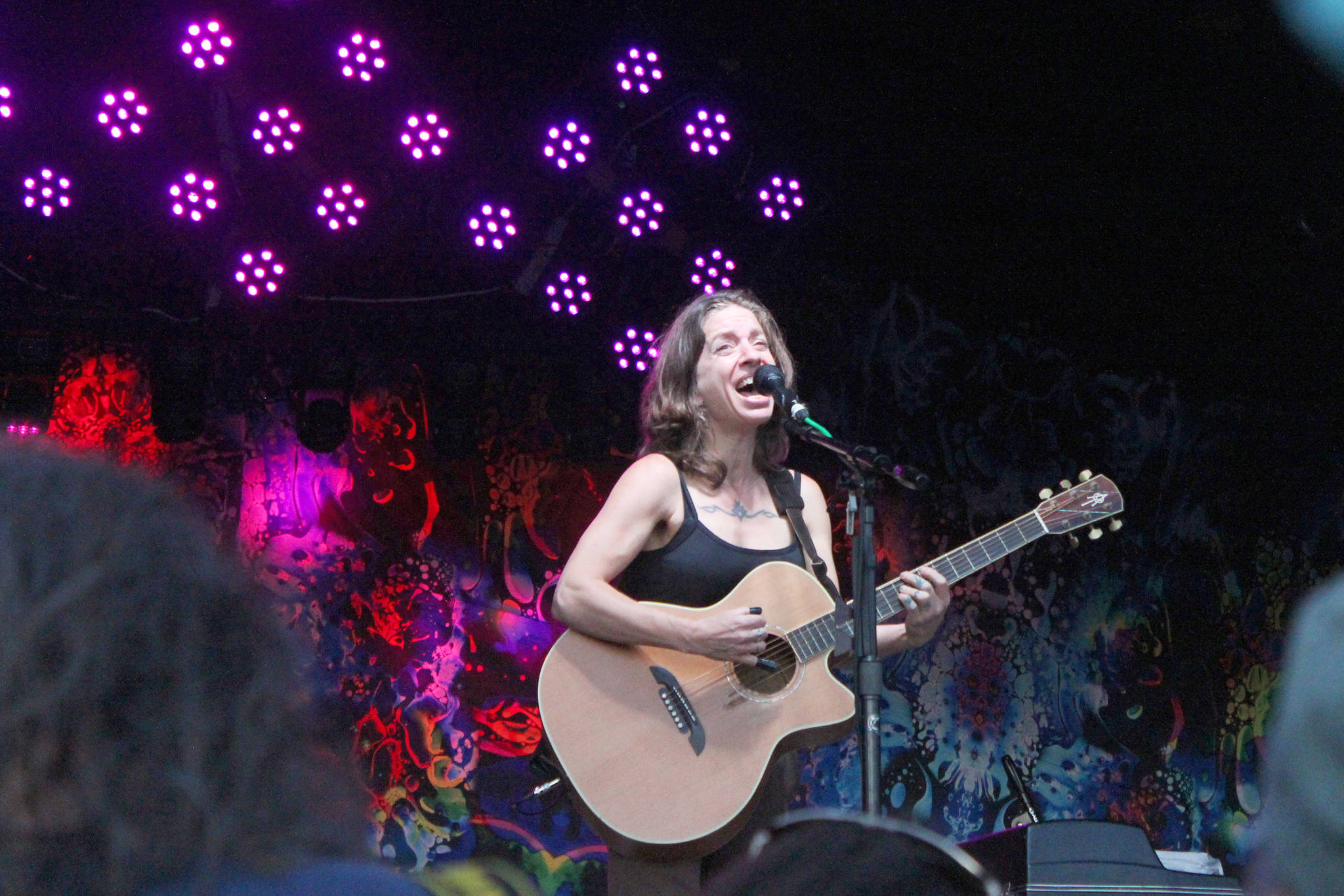 Ani DiFranco performs as the headliner at Salmonfest on Friday, Aug. 2, 2019 in Ninilchik, Alaska. (Photo by Megan Pacer/Homer News)