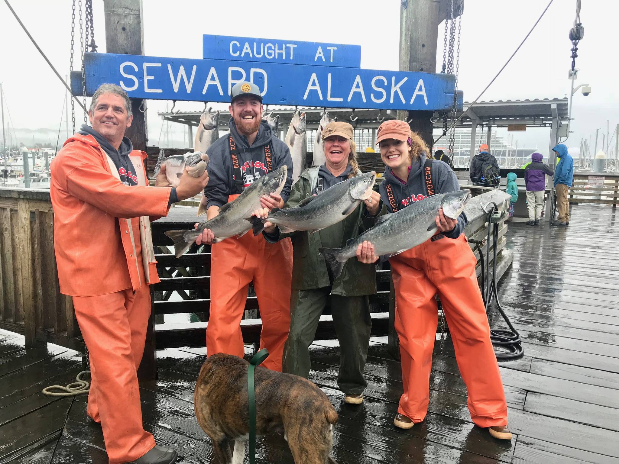 The Ferrin family of Anchorage show off their catches during 2018’s Seward Silver Salmon Derby in Seward, Alaska. Colleen Ferrin took home second place in the overall tournament with a 16.19 pound fish. (Photo courtesy of Seward Chamber of Commerce)
