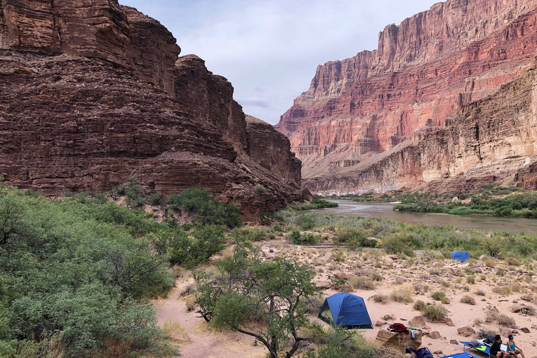 The campsite at mile 65 of the Grand Canyon trip on the Colorado River. (Photo by Joey Klecka/Peninsula Clarion)